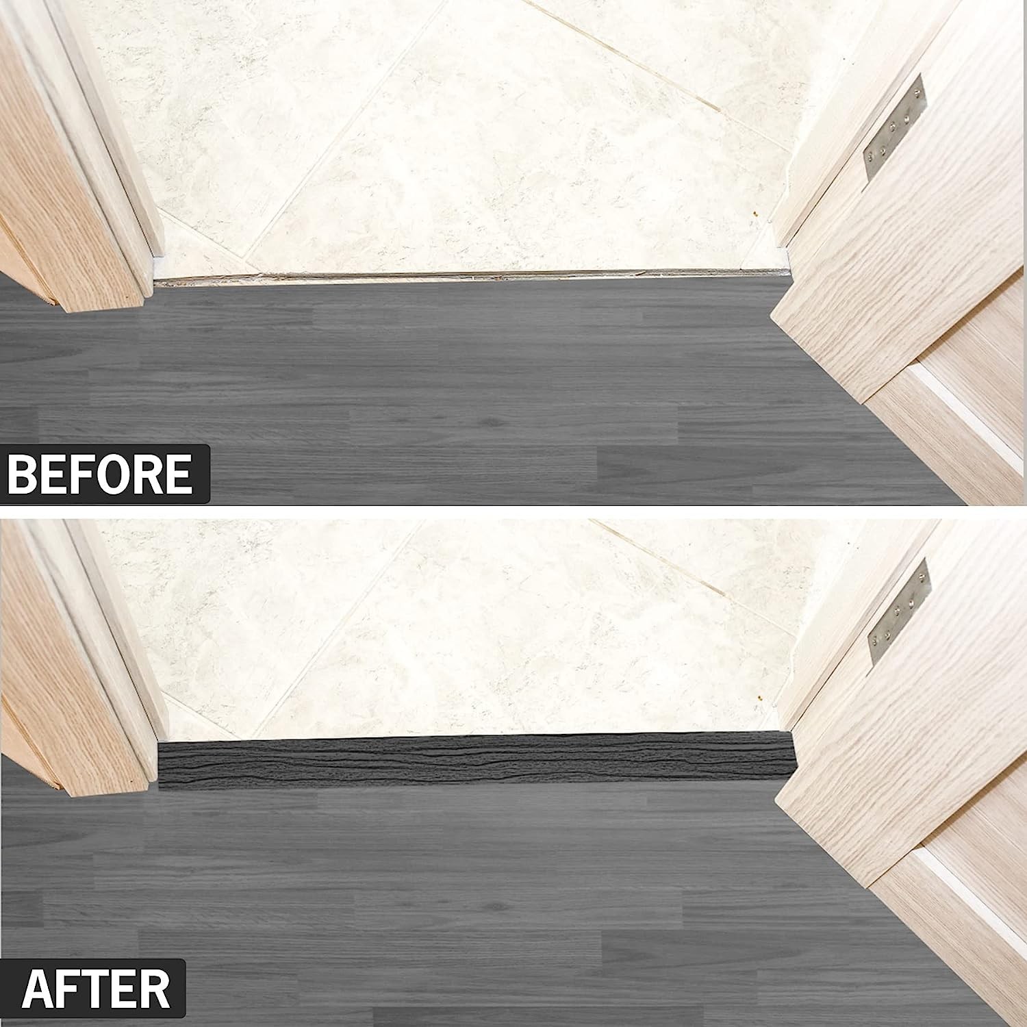 20Ft Floor Transition Strip Self Adhesive Vinyl Cover 5cm, 20Ft, Gray