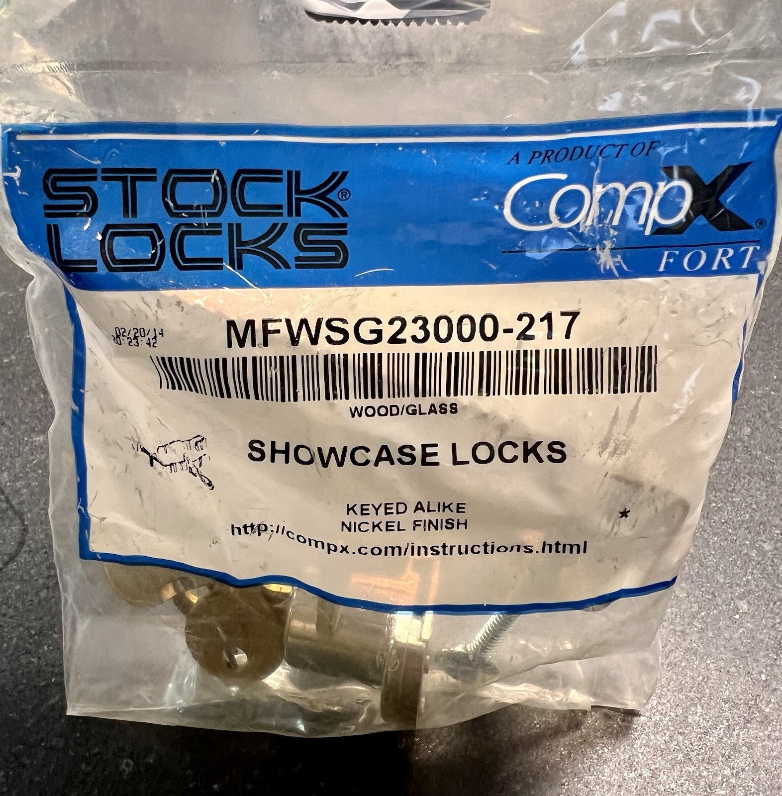 Compx Fort MFWSG23000-217 Showcase Lock for Wood or Glass Nickel Finish