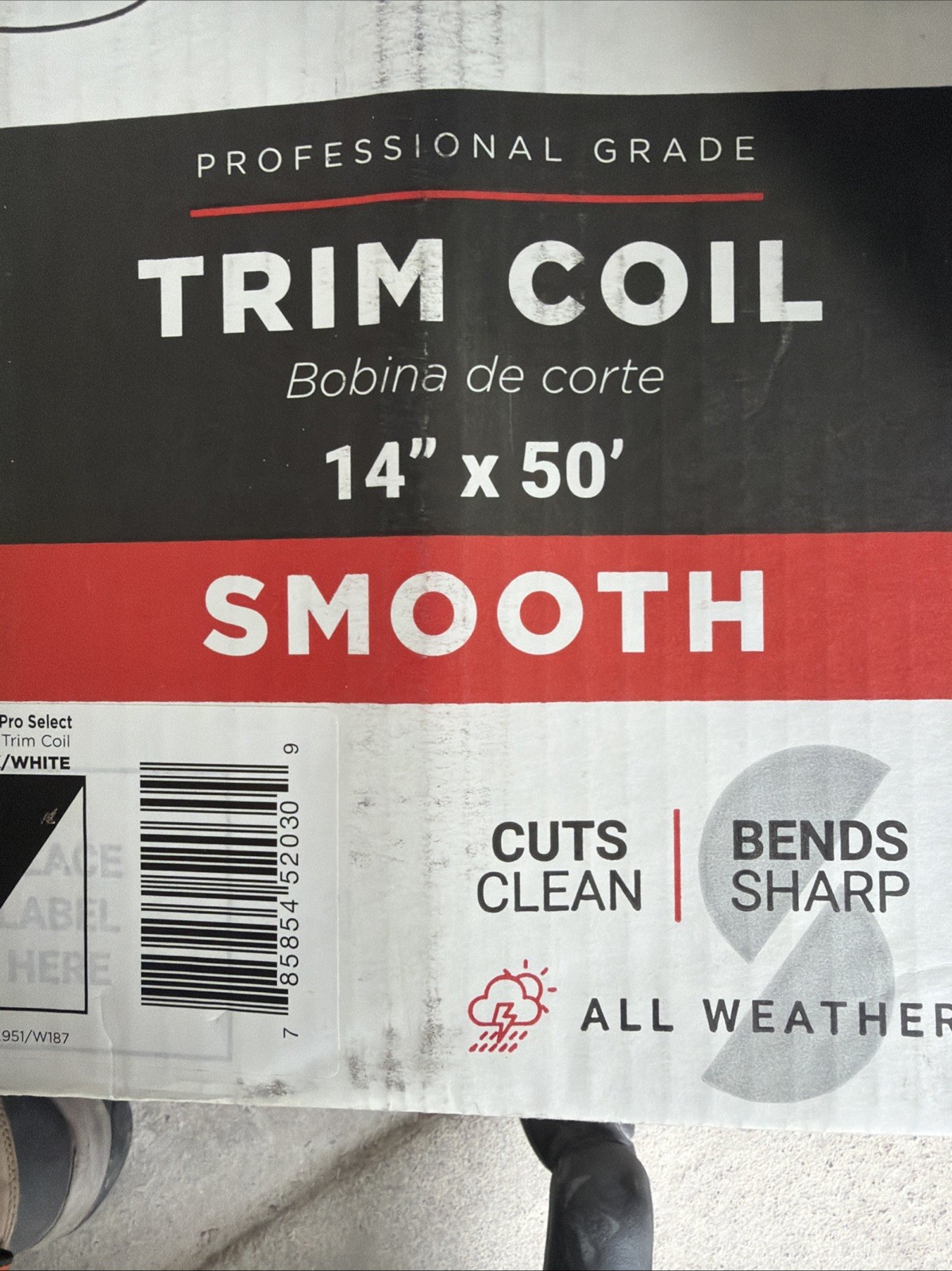 Spectra Pro Select 14” x 50’ Trim Coil Smooth Professional Grade Black / White