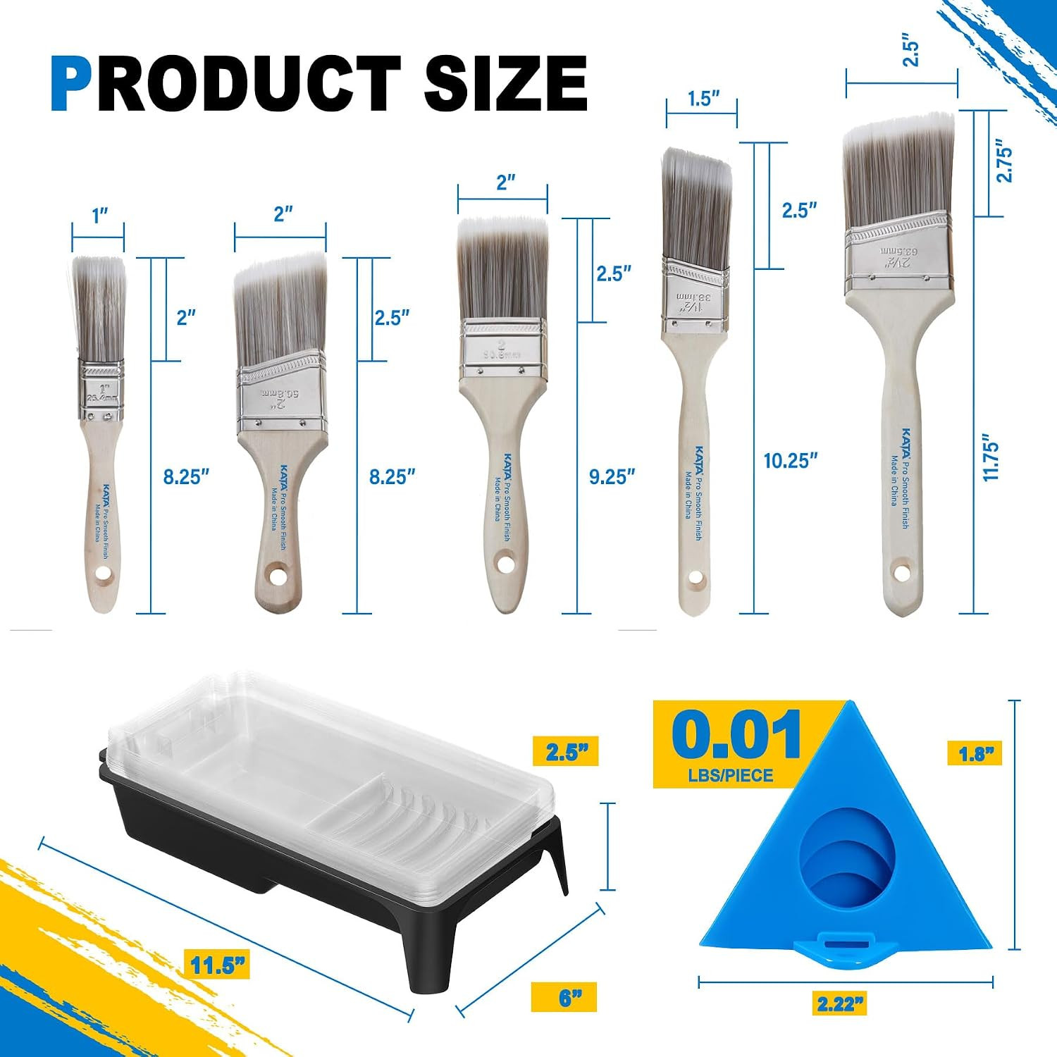 Household Painting Tool Kit – 4 Inch Paint Tray with 8 Pack Disposable Liners, 3