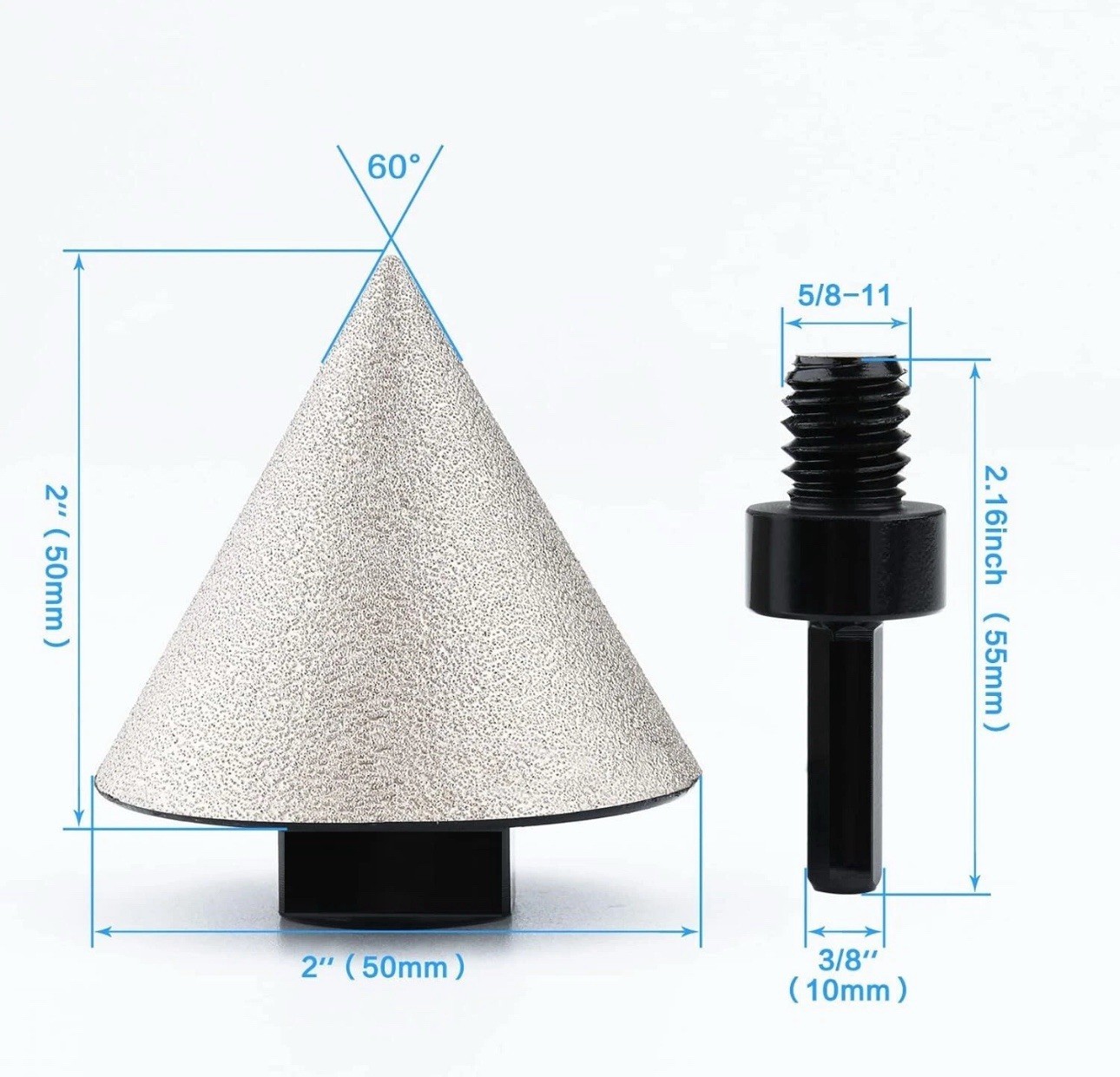 2″ Diamond Beveling Chamfer Cone Milling Bit Tile with Hex Adapter Countersink