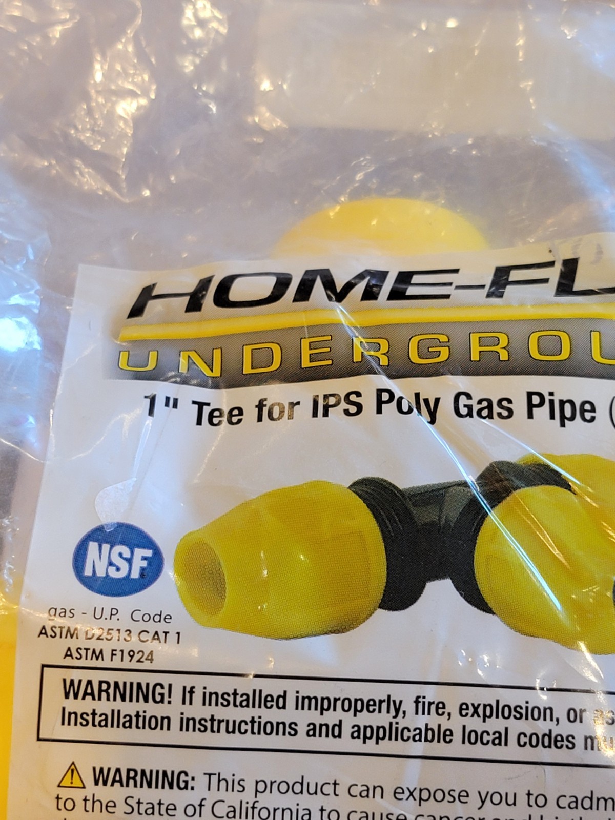 Home-Flex Underground Tee 1″, IPS Poly SDR 11 Yellow Natural Gas Propane.