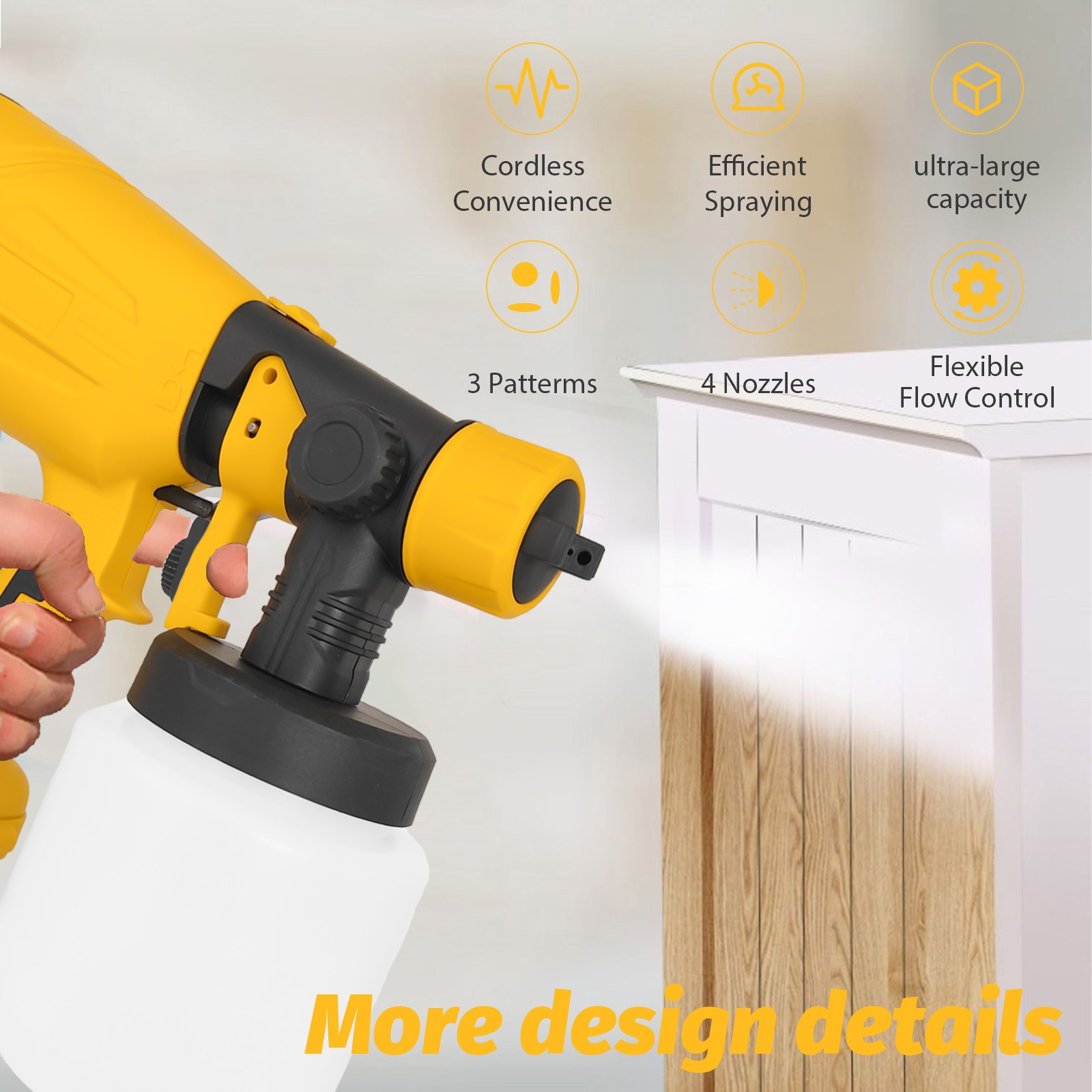 1000ml Cordless Paint Sprayer – Large Capacity, Lightweight for Walls/Furniture