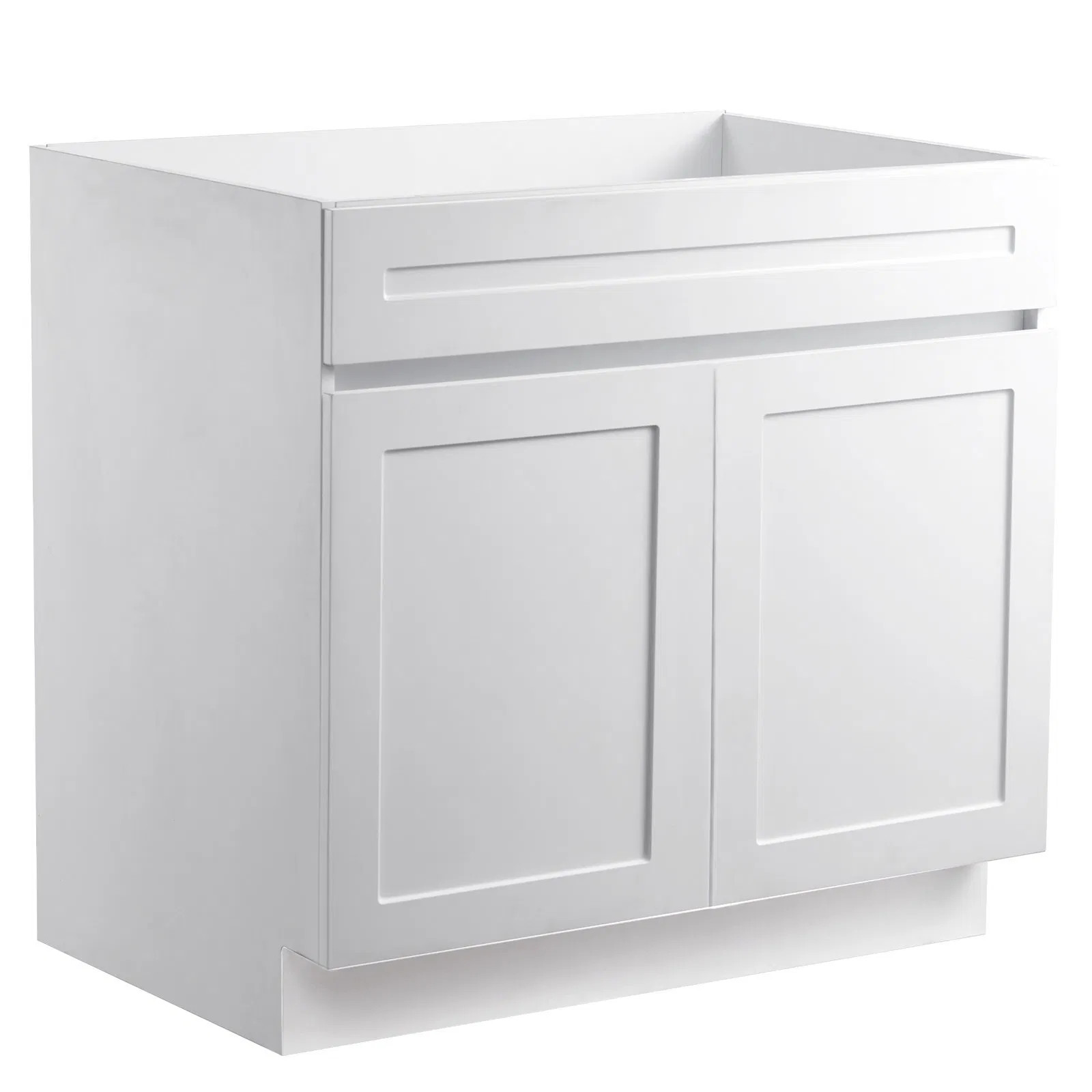 White Shaker Base Cabinet, 36-Inch Unassembled Sink Base Cabinet, 36″ W x 24″ D
