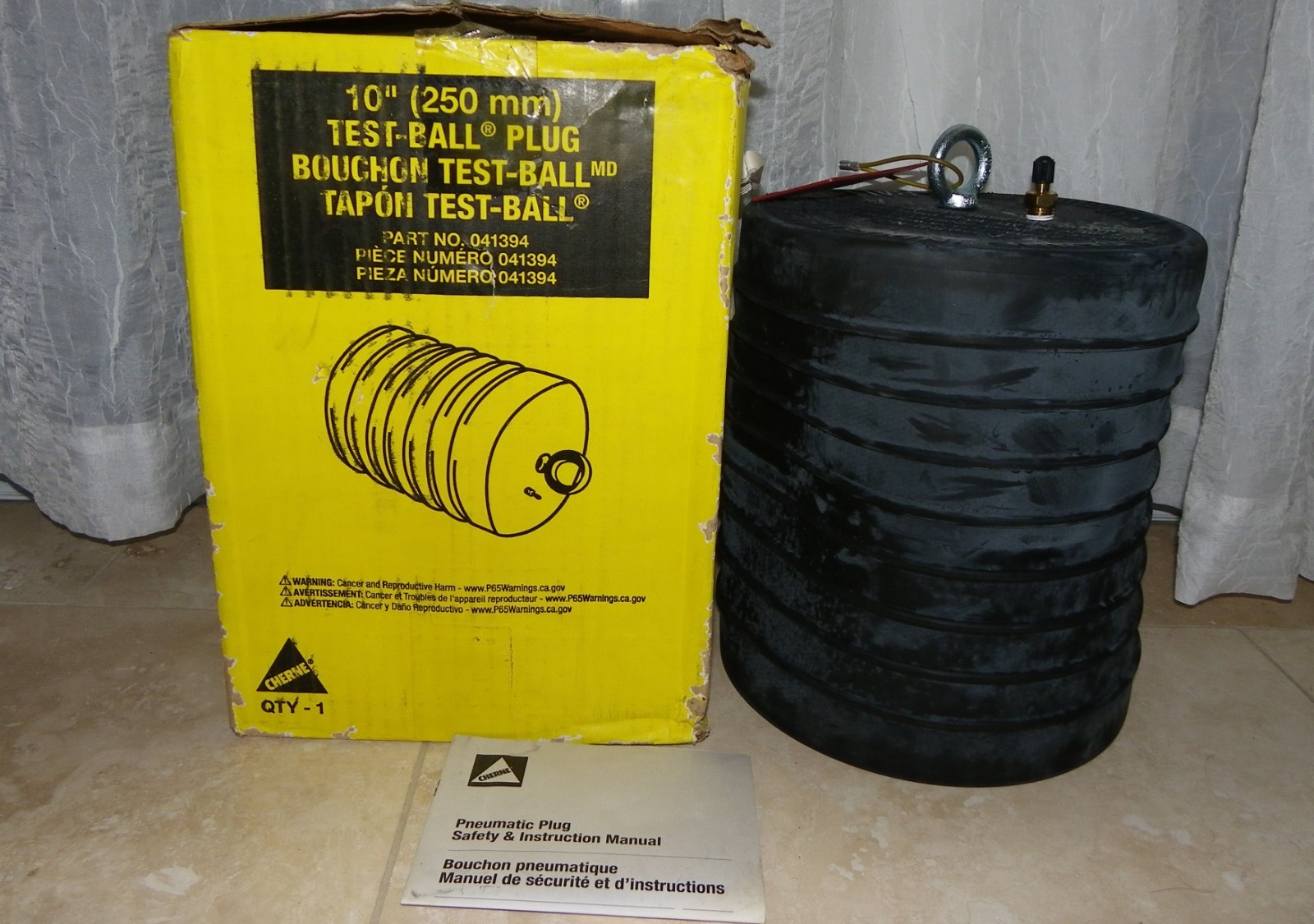 NOS ~ CHERNE 10″ Test Ball SEWER PIPE PLUG