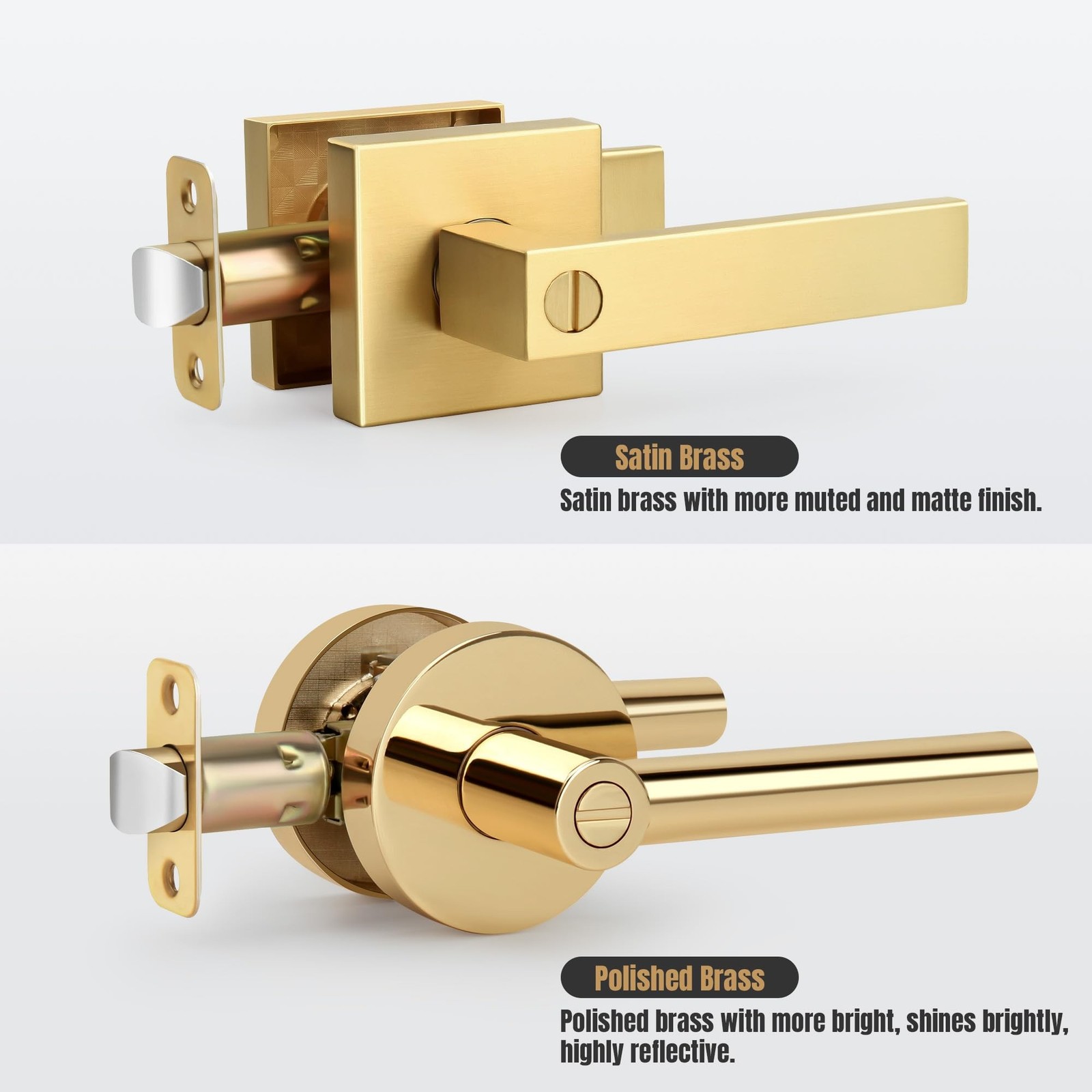 Privacy Brushed Gold Door Handles, Heavy Duty Gold Interior Door Lever,Revers…