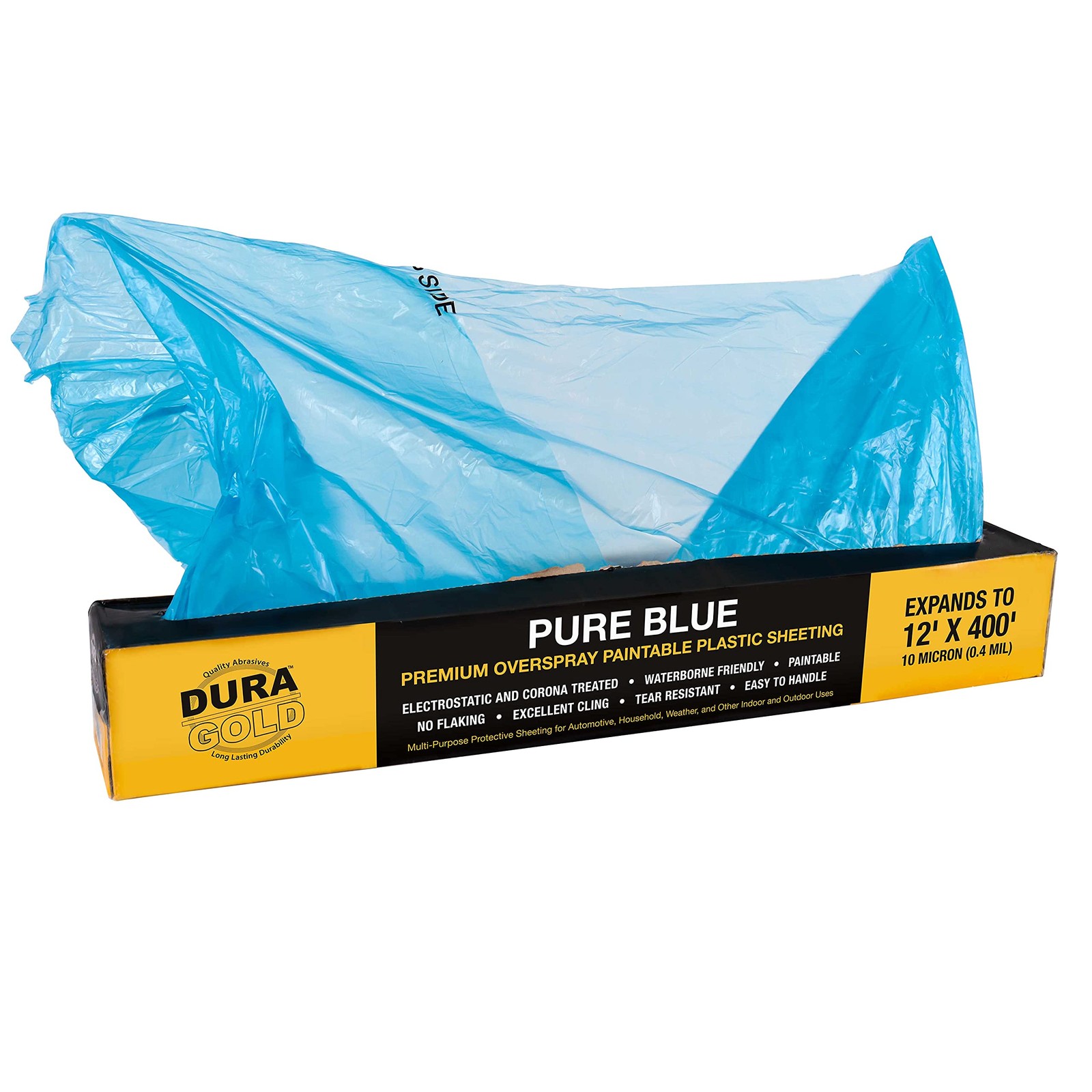 Dura-Gold 12’x400′ Pure Blue Protective Masking Film – Paint Overspray Cover