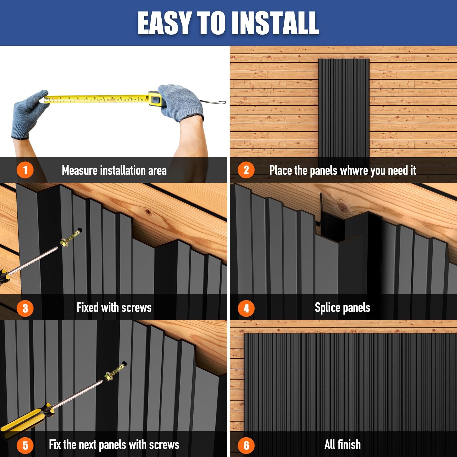 Brakki Metal Roofing Panels 10pcs 52.4 ft², Black 10pcs/L42.52″,