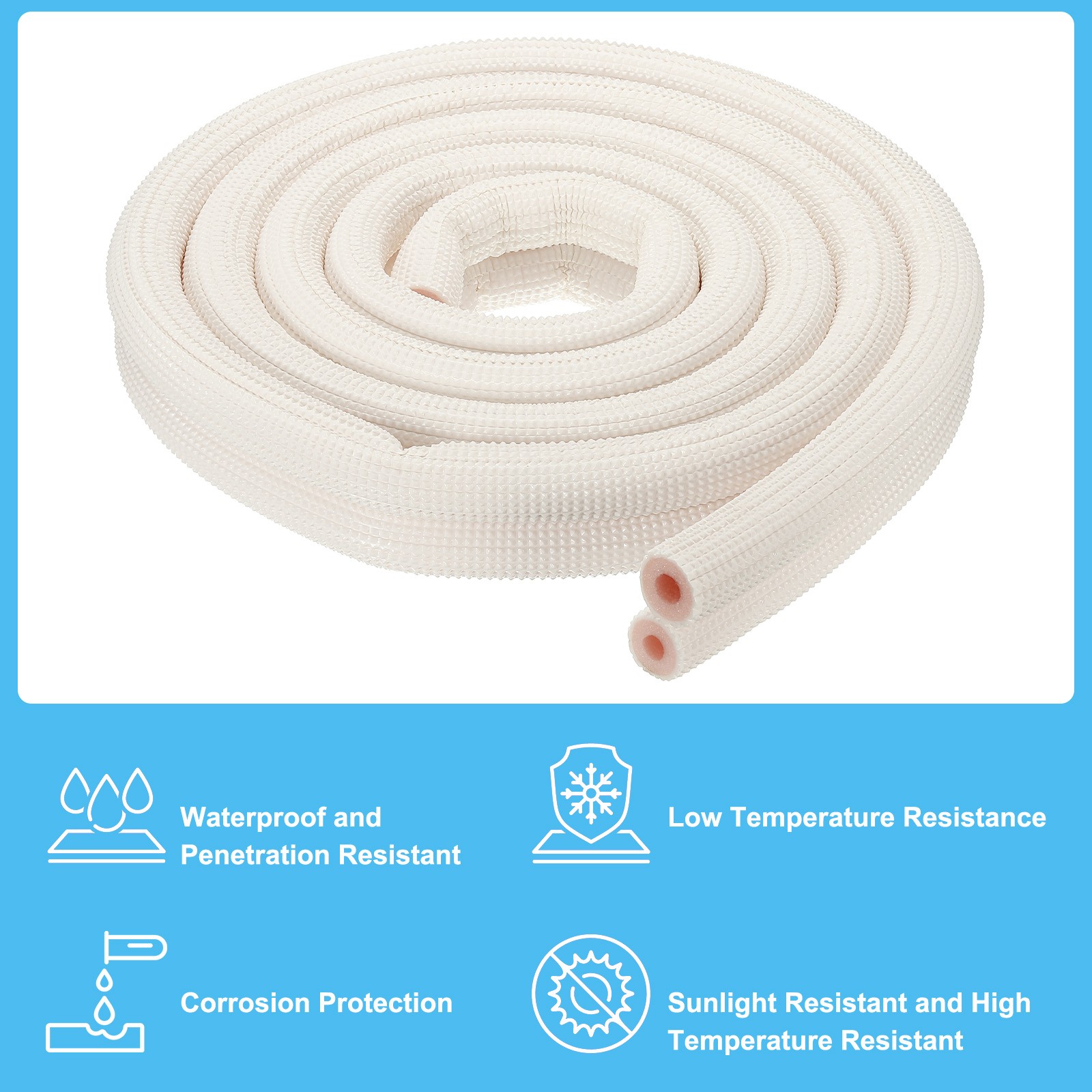 Pipe Insulation Foam Tube Heat Preservation for 1/4″ 3/8″ OD 9.84 Ft White/Pink