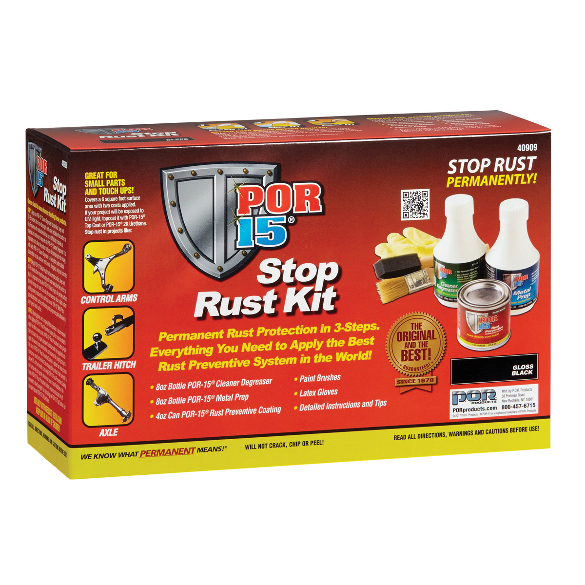 POF.40909 POR-15 INC 40909 Stop Rust Kit, 4 oz, Black, 6 sq-ft Coverage