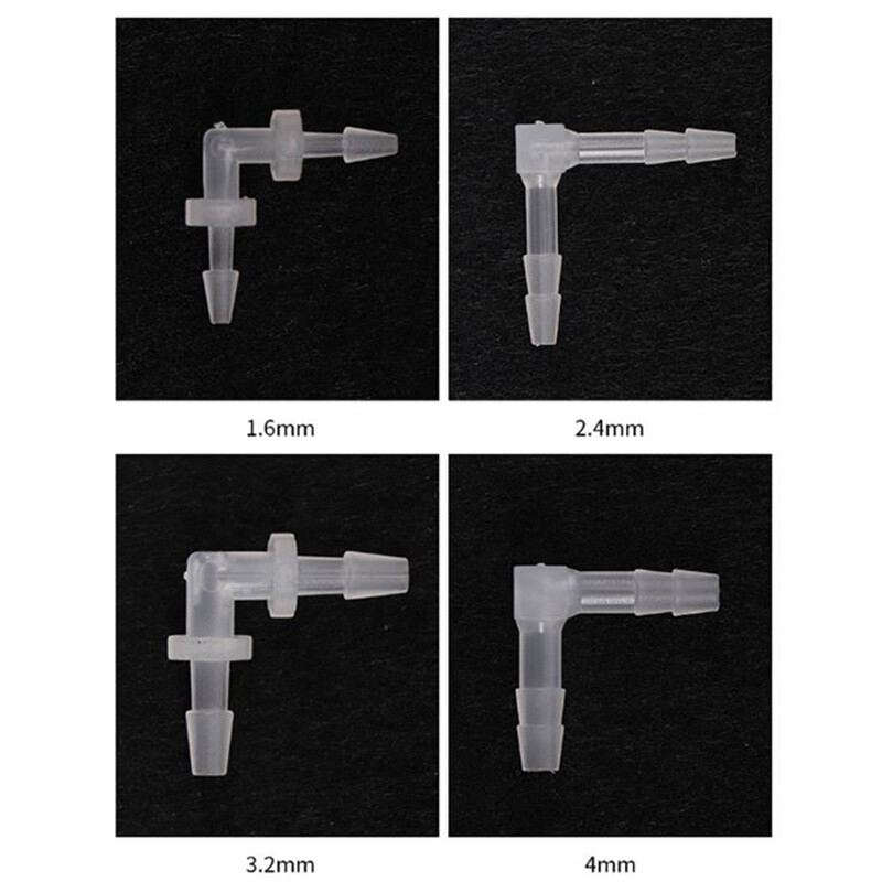 1.6-20mm Plastic Equal Reducer Elbow Pipe Connector Barbed Air Water Hose Joiner