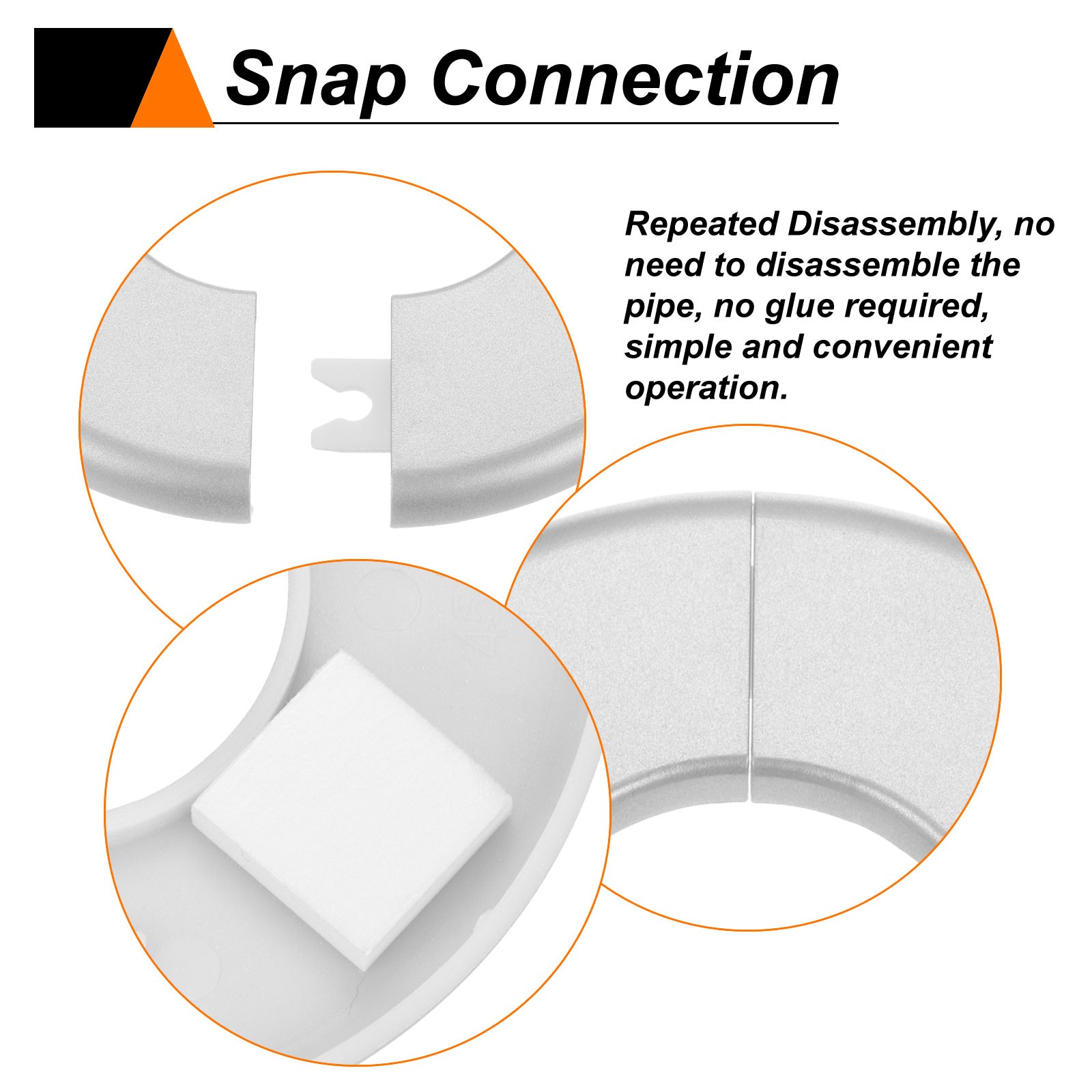 2pcs Wall Split Flange 26.5mm/1″ Self-Adhesive Plumbing Cover Plates, Silver