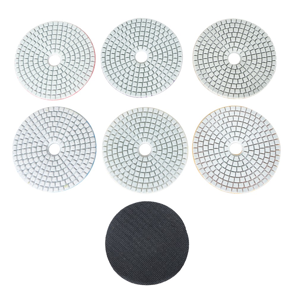 7PCS Set Wet Dry Diamond Polishing Pads 4 Inch For Granite Concrete Marble Stone
