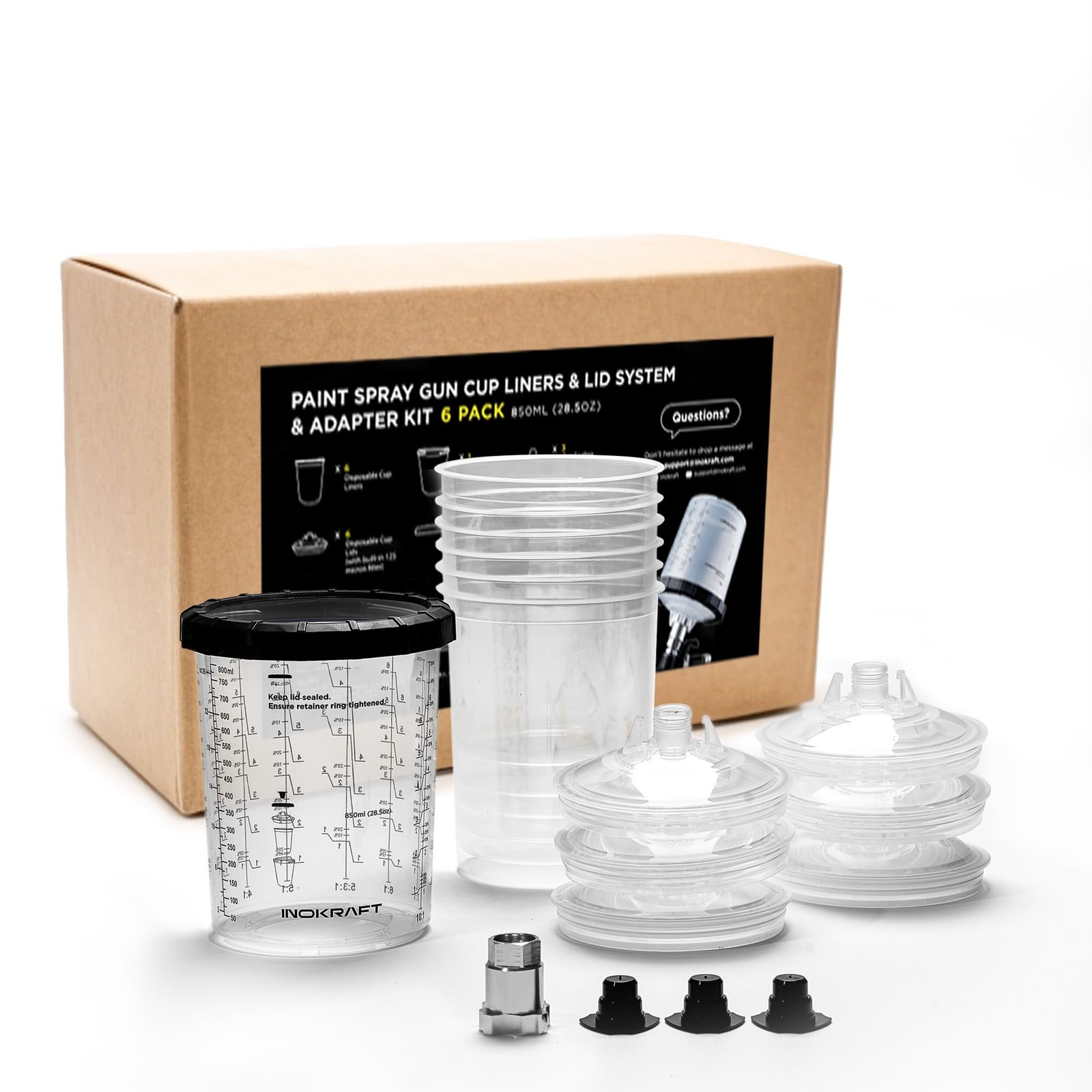 Inokraft Disposable Paint Spray Gun Cup Large 28 Ounce 800Ml Kit Kit 6 Cups And