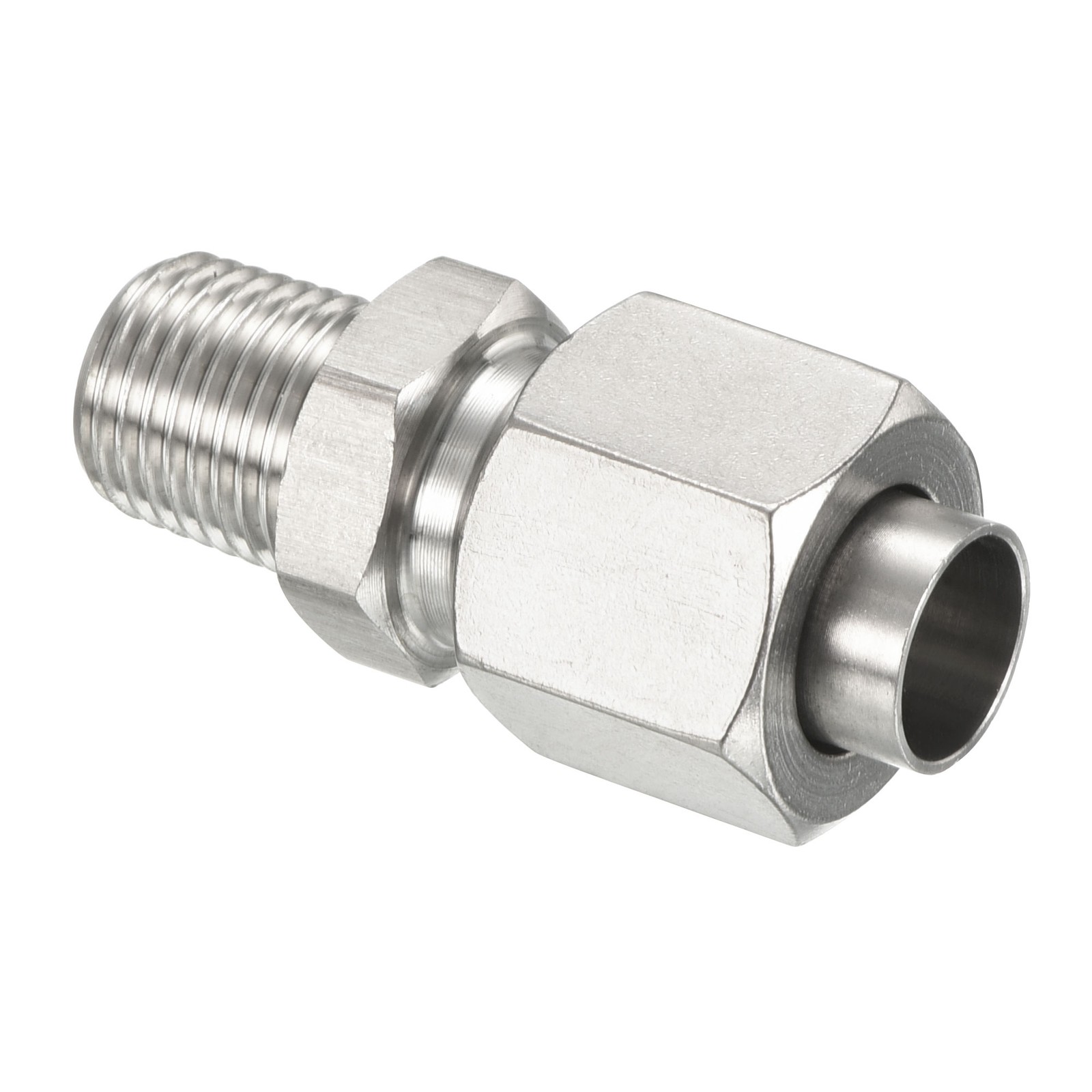Compression Tube Fitting 304 Stainless Steel 1/4PT Male Thread for 10mm Silver