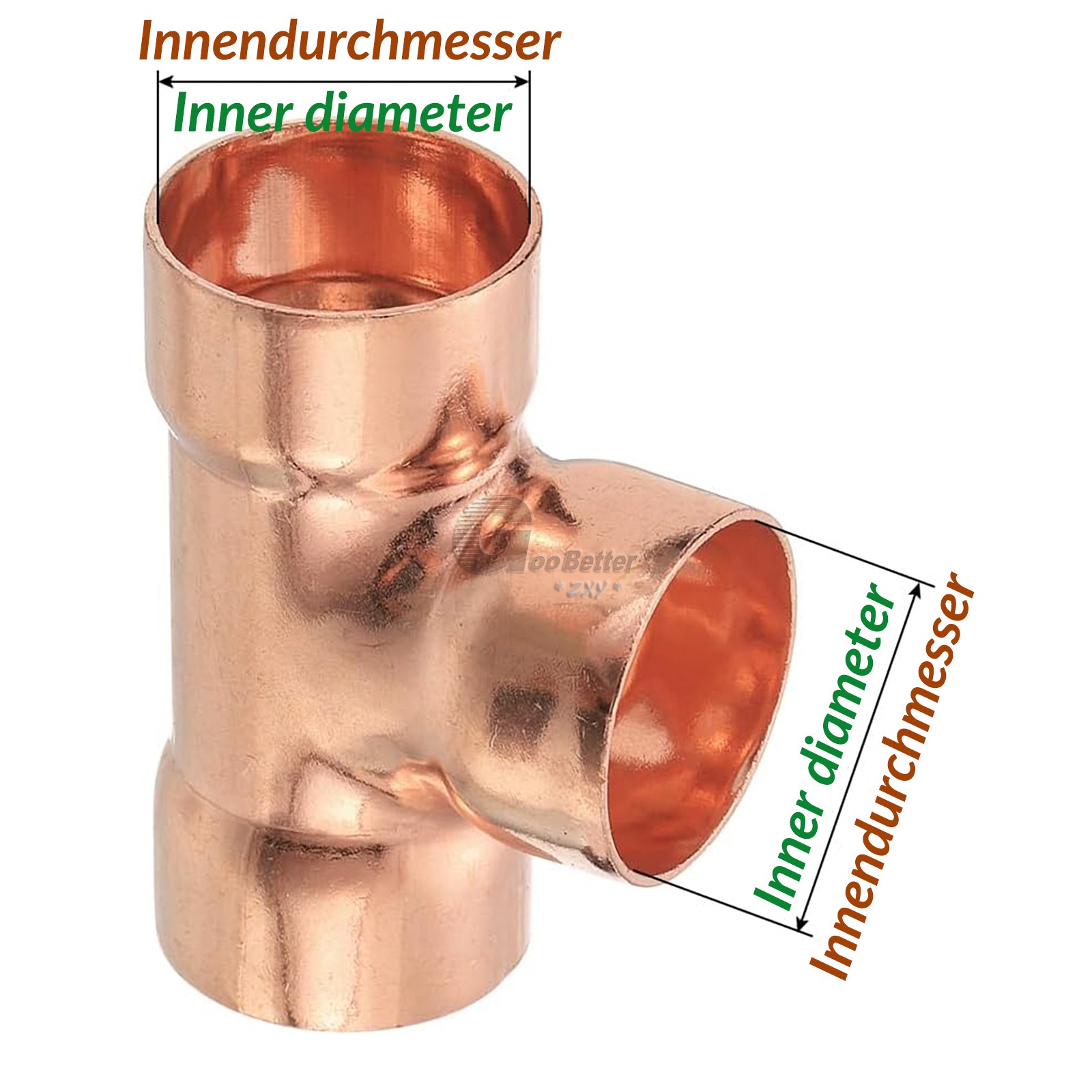 Copper Tee Fitting End Feed Equal 3-Way Solder Pipe Connector HVAC Plumbing Join