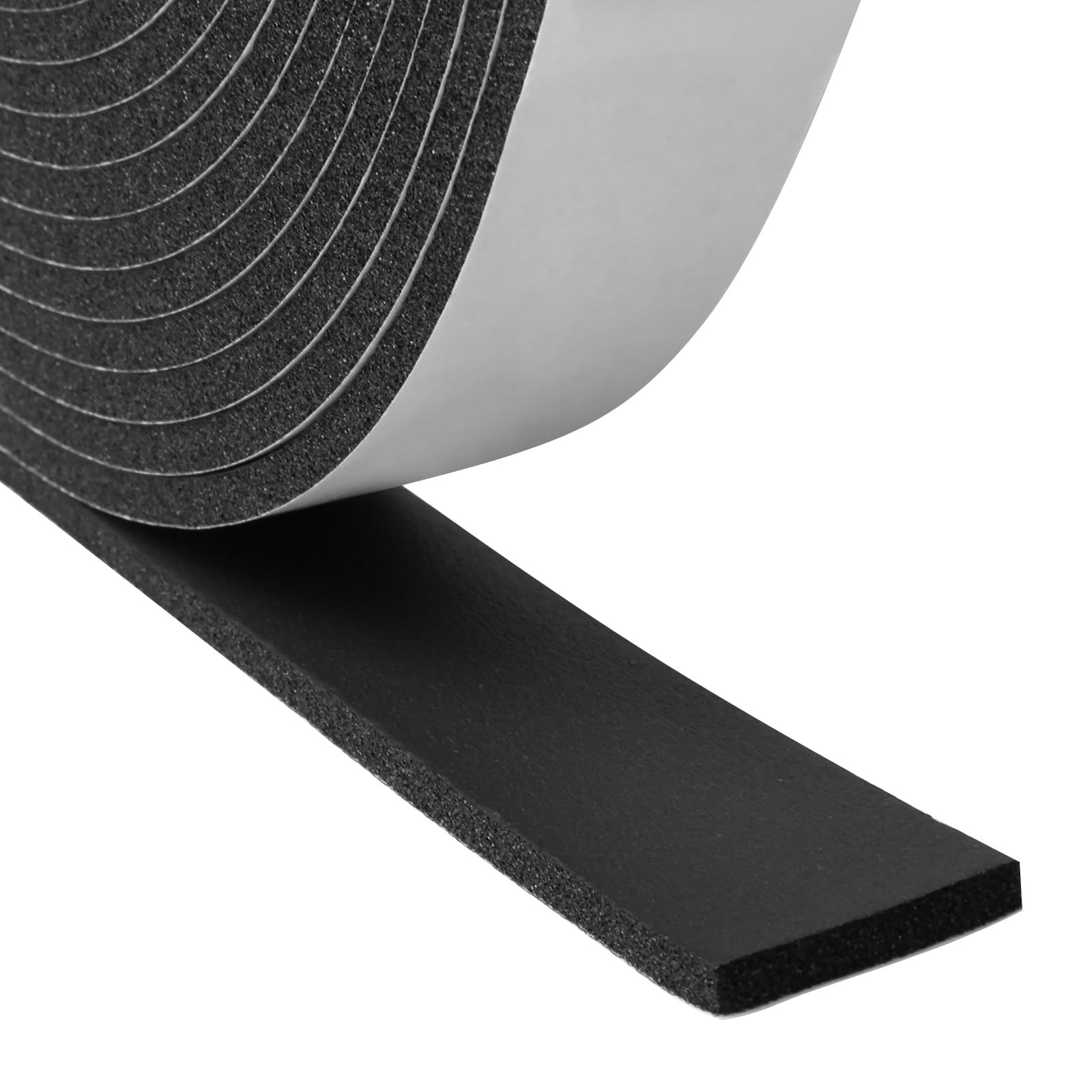Foam Insulation Tape, 1/2In x 1/16In x 16.4Ft x x 16.4Ft, Black