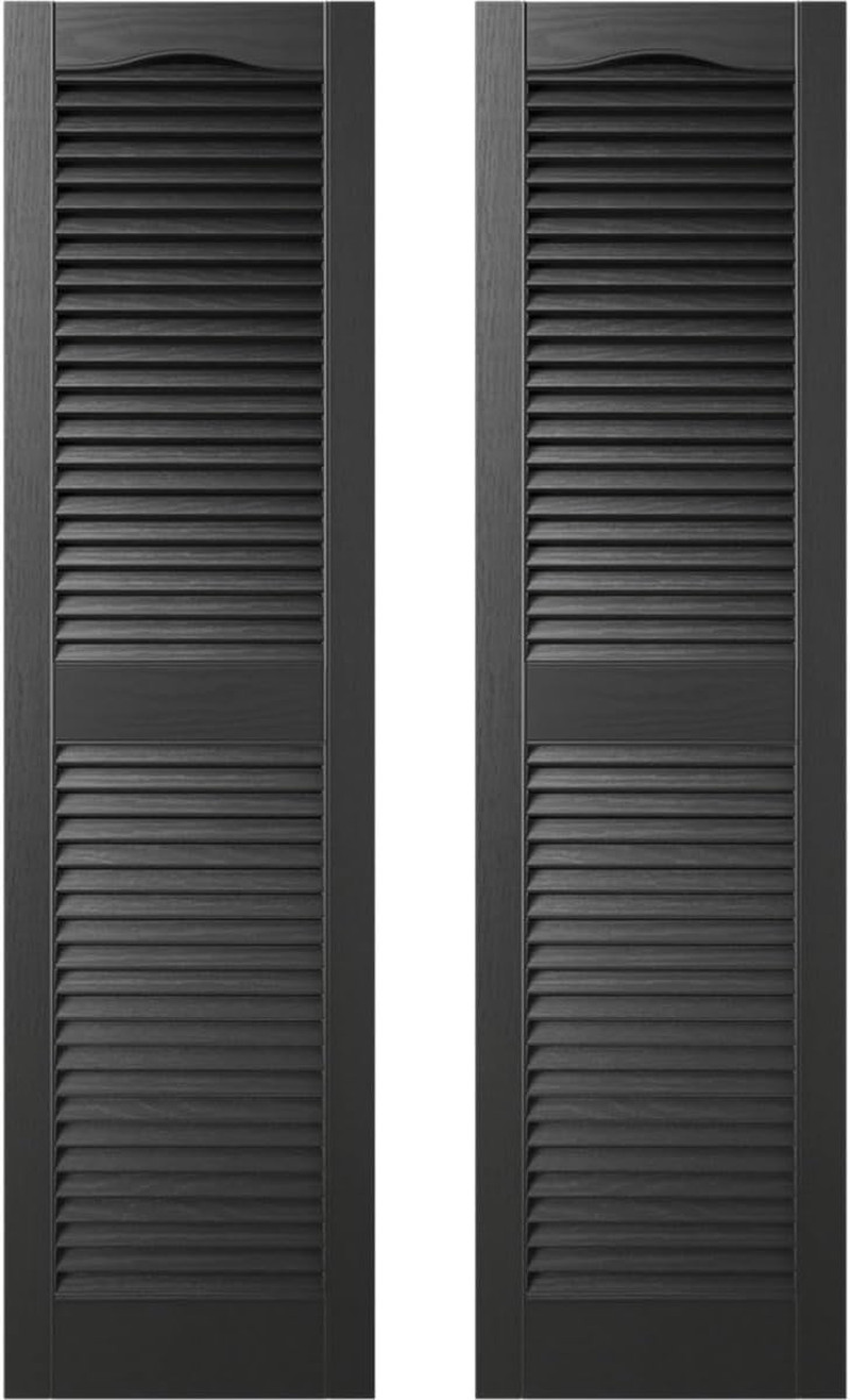 14.5 In. W X 66 In. H, Custom Cathedral Top Center Mullion, Open Louver Shutters