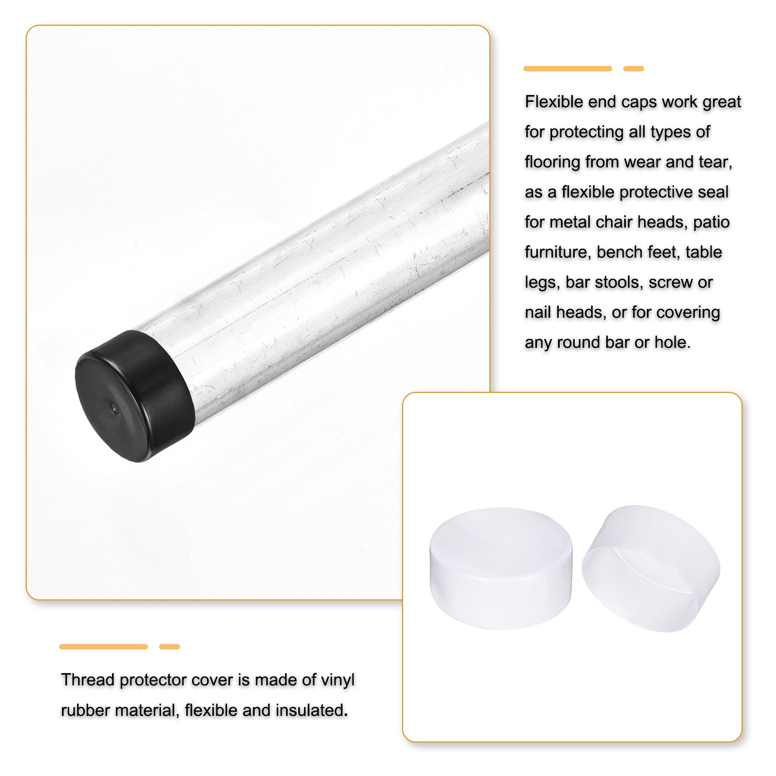 Clear 130mm Rubber End Caps Round Vinyl Plugs Insert Rubber Flexible