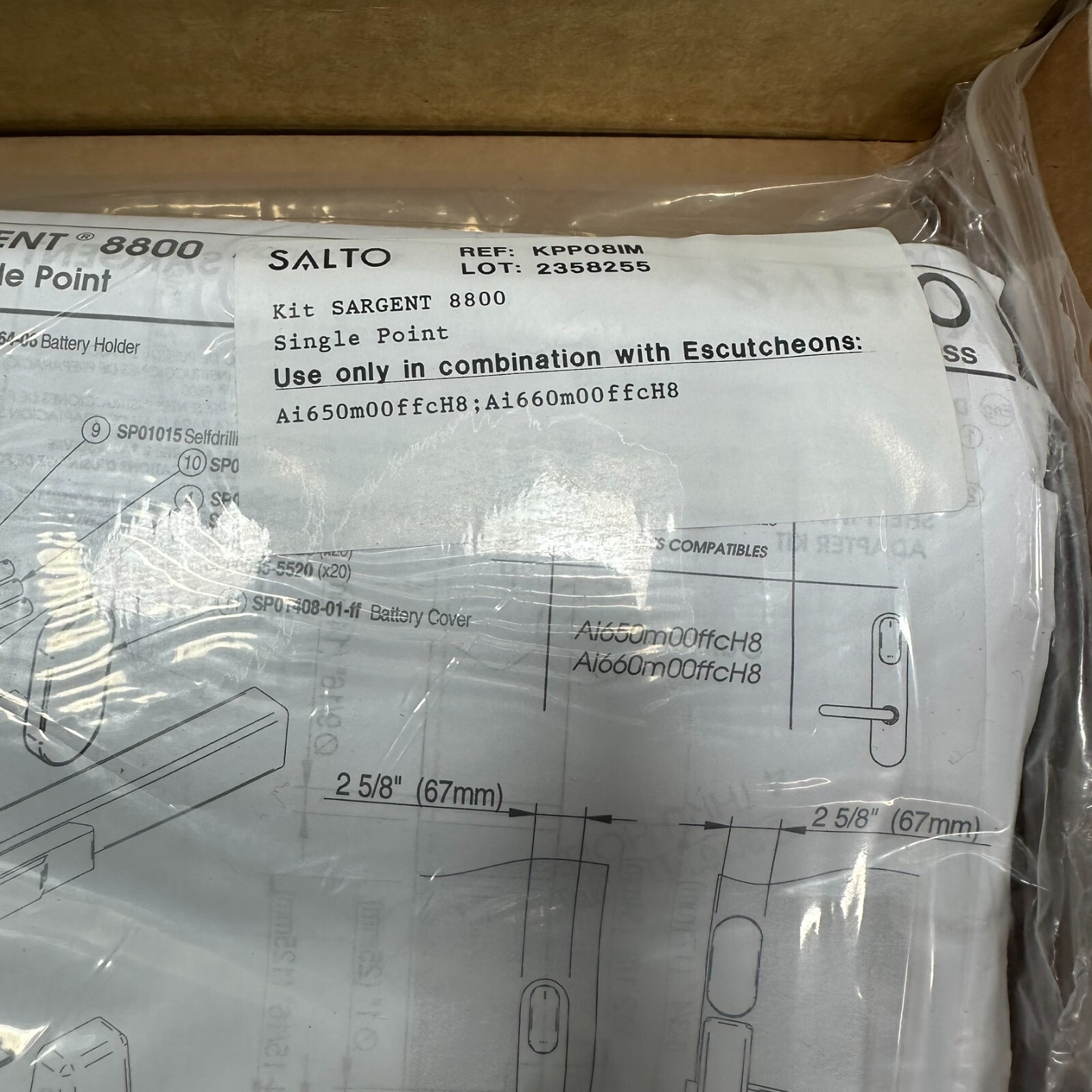 Salto KPP08IM Kit Sargent 8800 Single Point use with Escutcheon Ax650 & Ax660