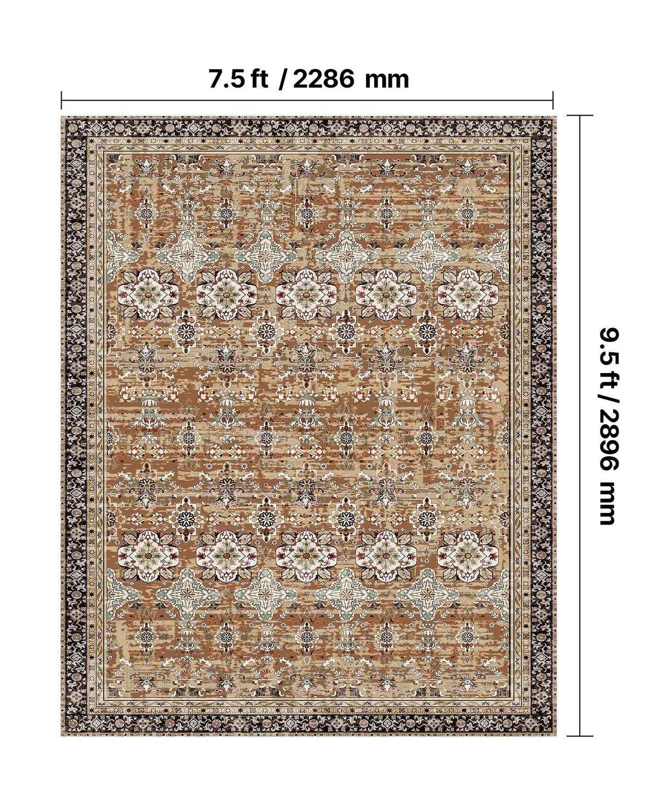 Area Rug,7.5 x 9.5 ft Large Washable Rug,Non-Slip and Tear-Resistant Soft Carpet