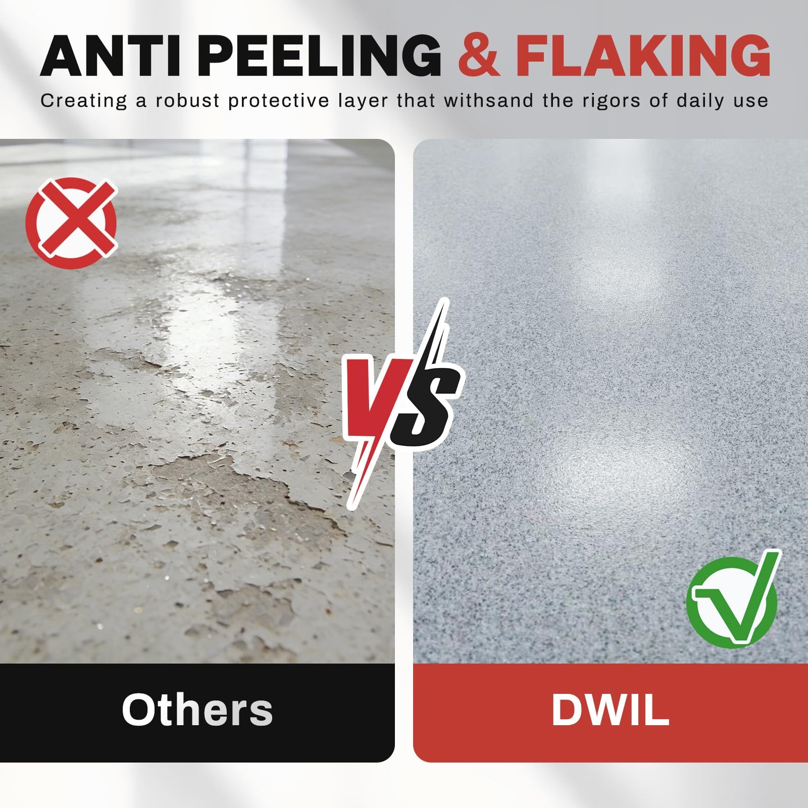 DWIL Epoxy Floor Paint with Colored Sand – 42 Fl Oz (Pack of 1), Light Gray