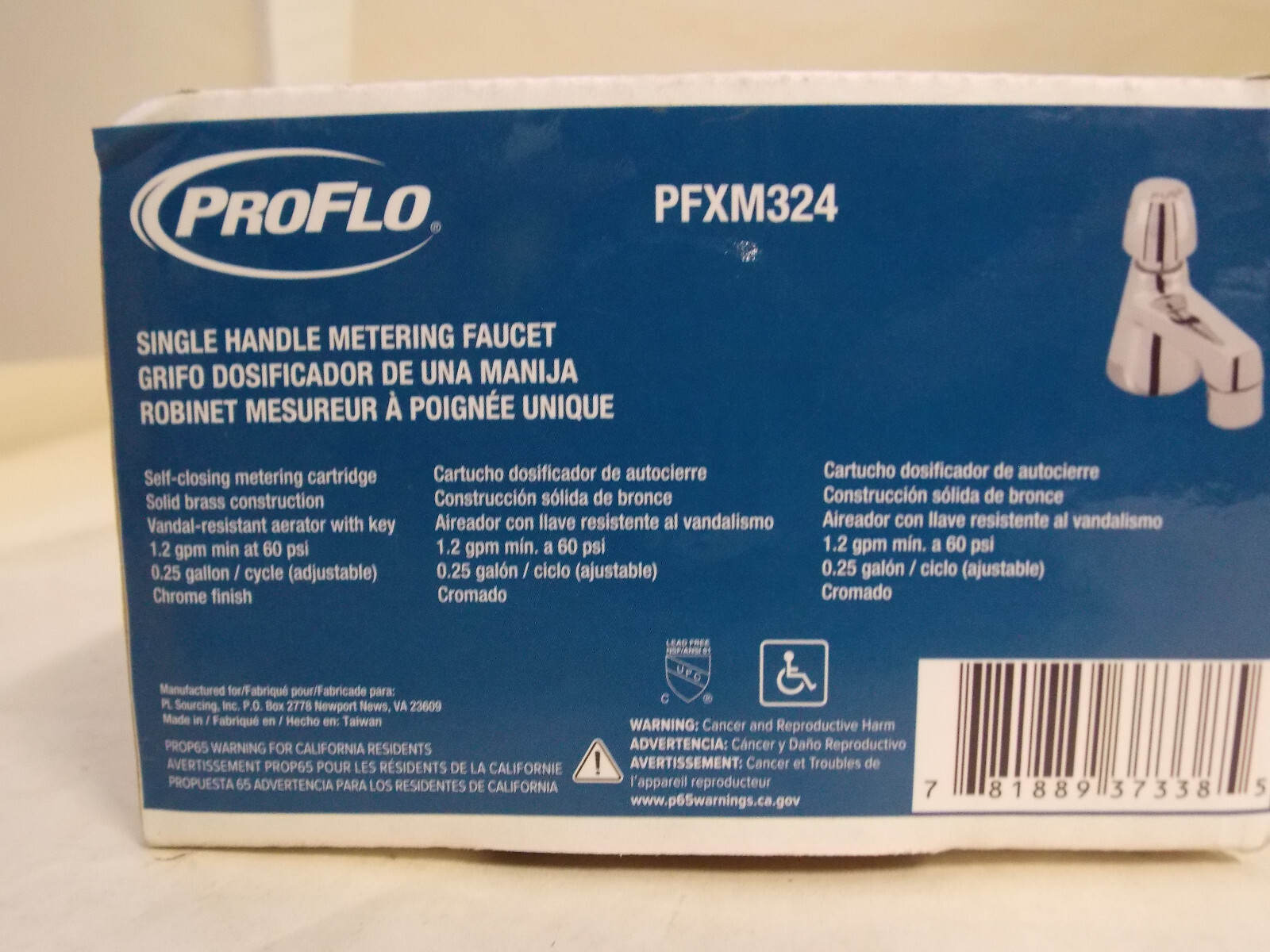 Proflo PFXM324 Deck Mount Metering Bathroom Sink Faucet 1.2 gpm, Polished Chrome