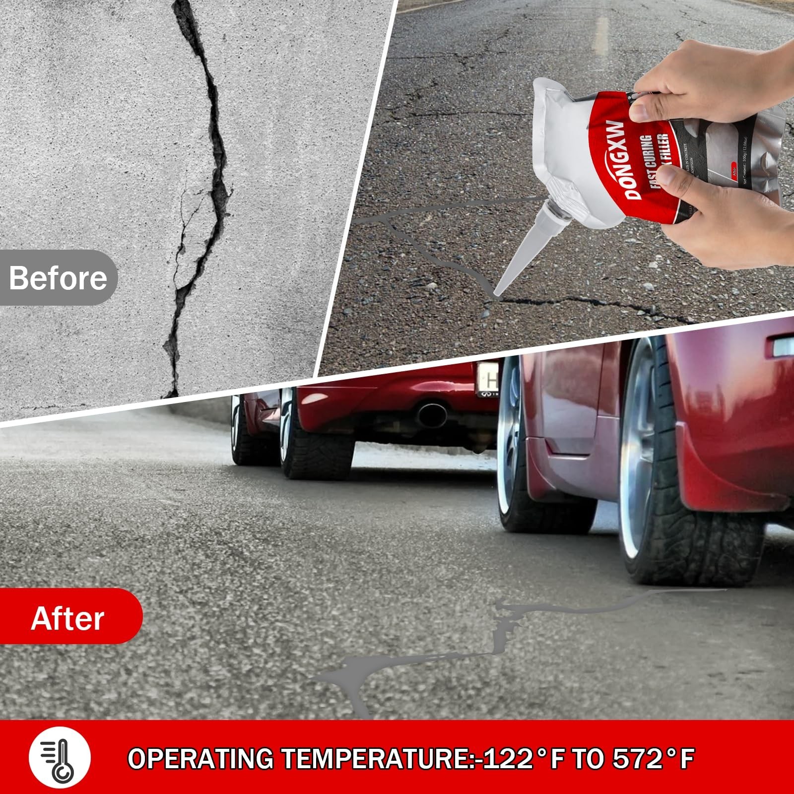 Concrete Crack Filler and Sealant Self-Leveling, 6Pcs High Elasticity Cement …