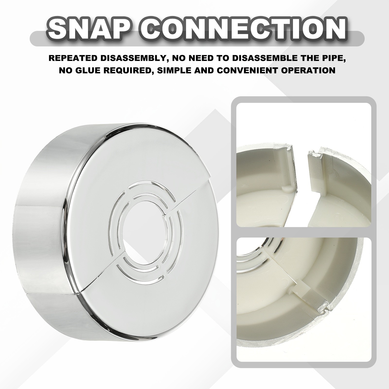 2pcs Wall Split Flange 0.98″ Plastic Round Split Flange Pipe Cover, Silver