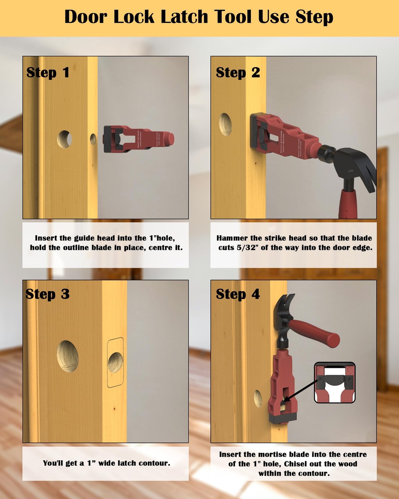 Door Latch Mortise Tool, Door Latch Installation Kit Help Remove Material to …