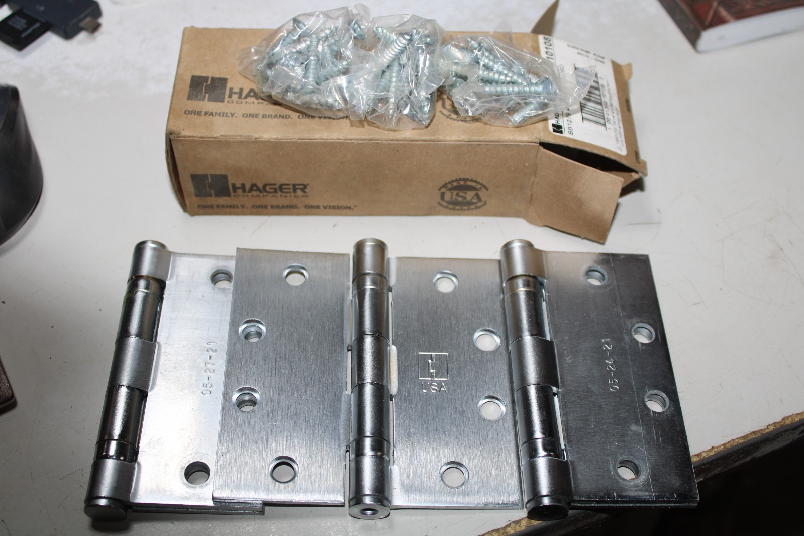 3x Hager Door Hinges BB1279 Full Mortise Ball Bearing Chrome 4.5″ x 4.5″ 010108