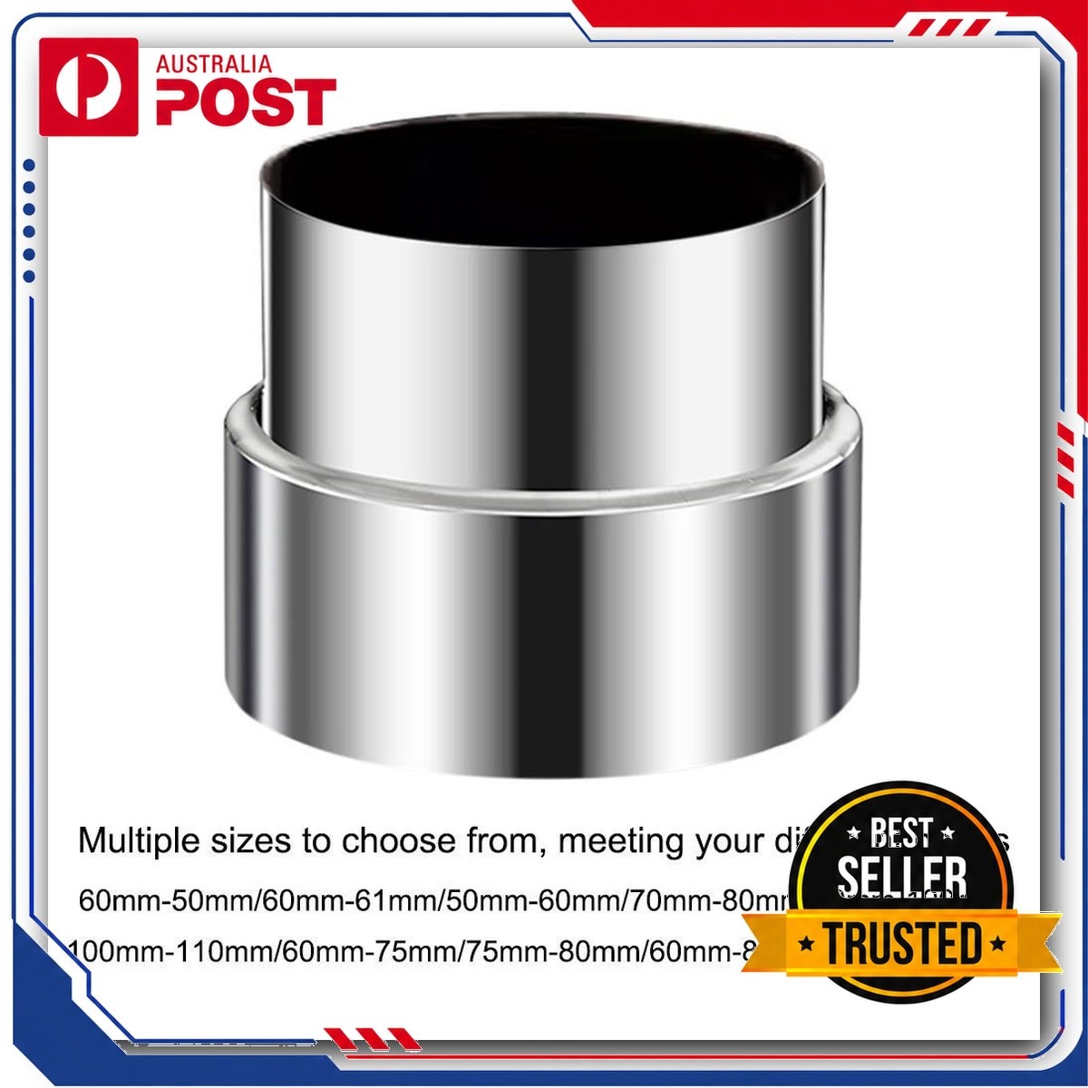 Stainless Steel Exhaust Pipe Reducer Adapter Variable Diameter Joint 3-2 Inches