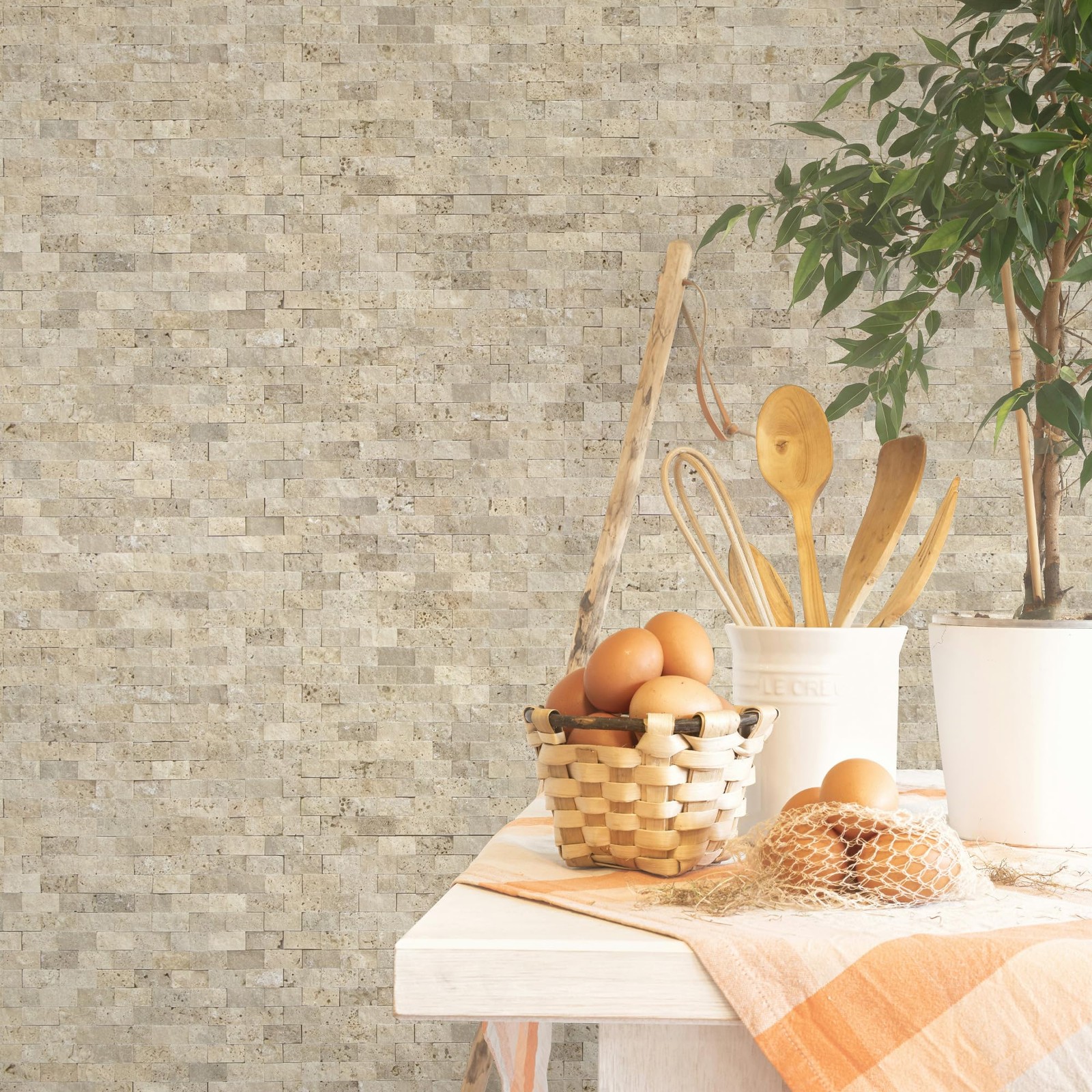 Sunwings 5-Sheet Peel And Stick Mosaic Natural 3D Stone Self Adhesive