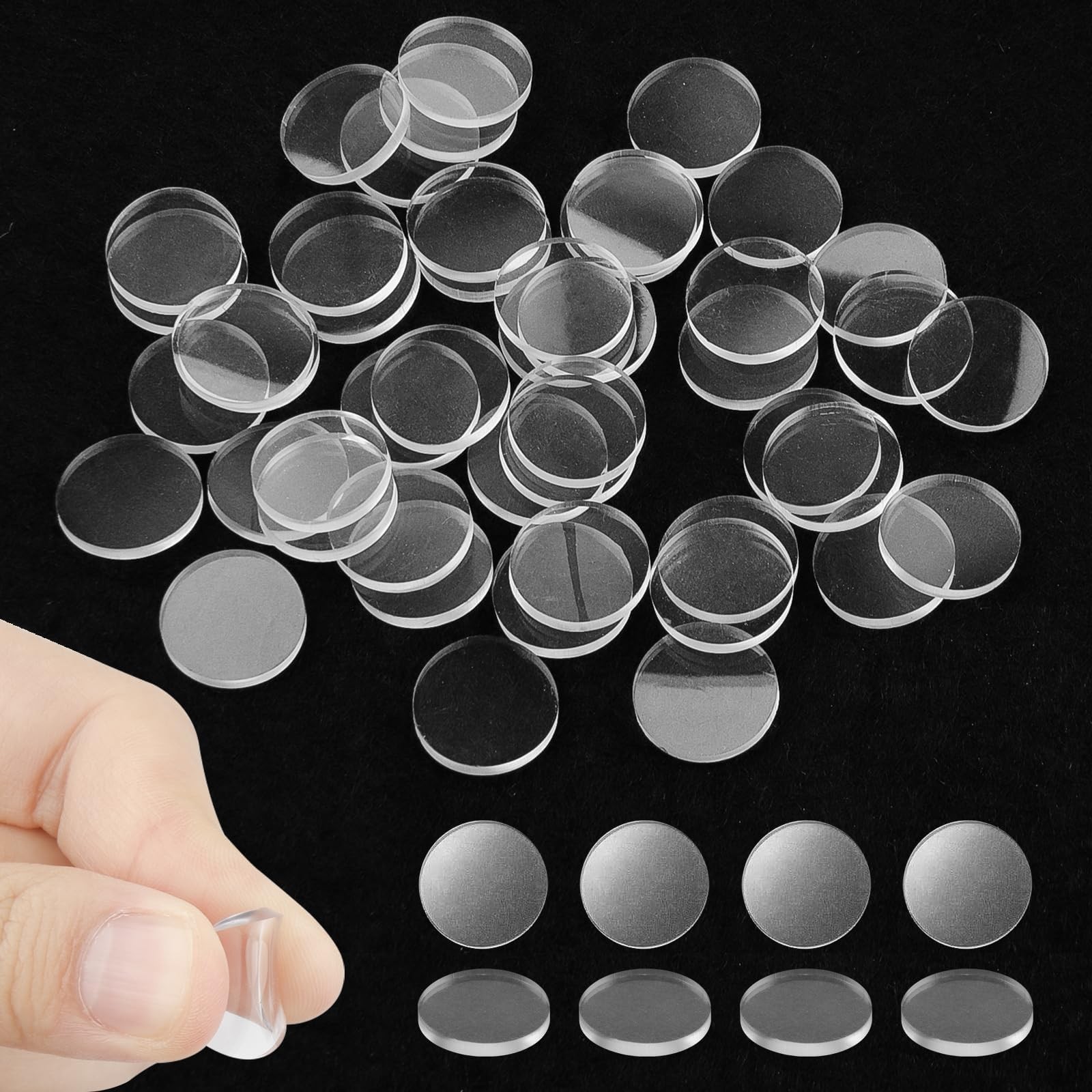 Glass Table Top Anti Slip Pads, 50 Pcs 15 x 2 mm, Clear