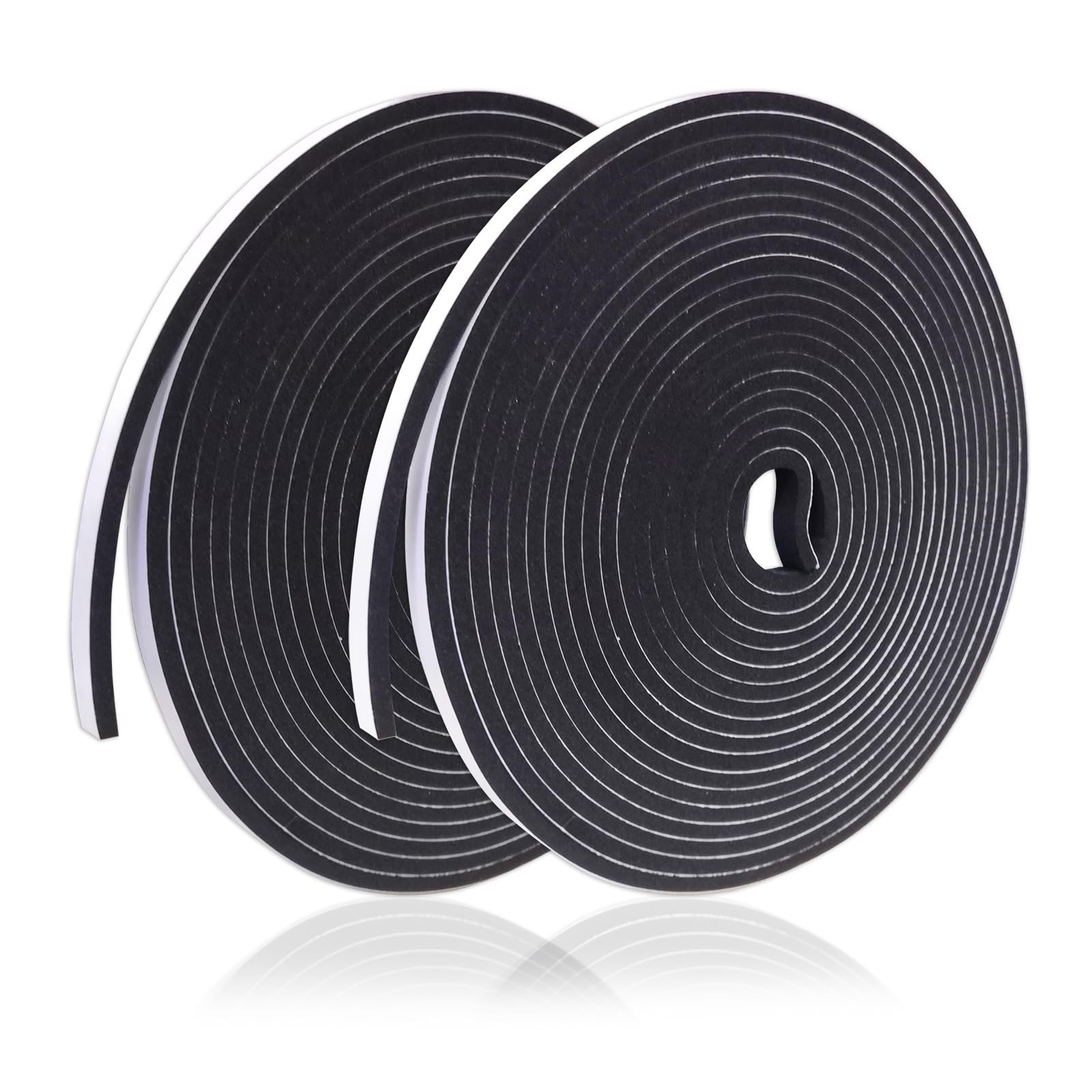 GuangTouL Thin Weather Stripping Foam Tape 2 1/4in x 1/8in x 32.8FT, Black