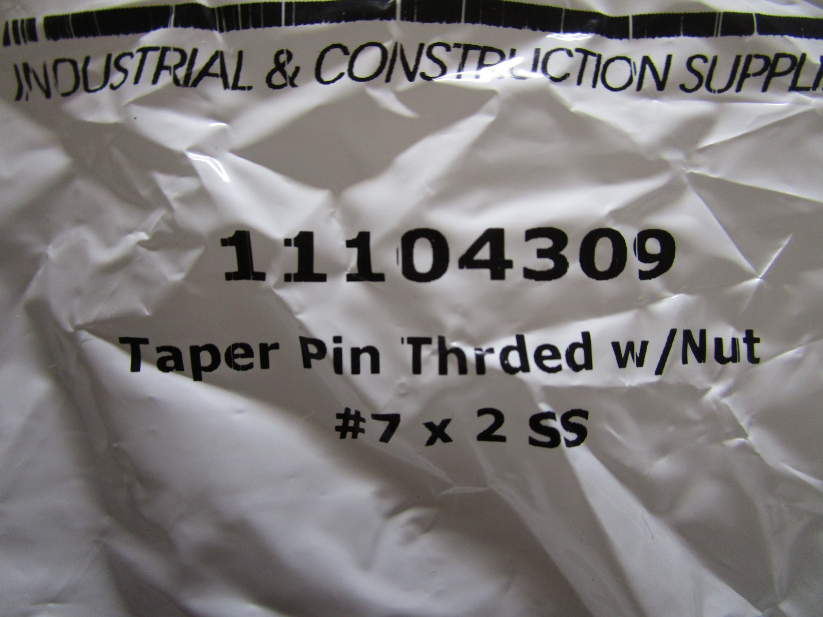 #7 x 2″L ANSI B18.8.2 18-8 S/S Threaded Taper Pin w/ Hex Nut QTY 9