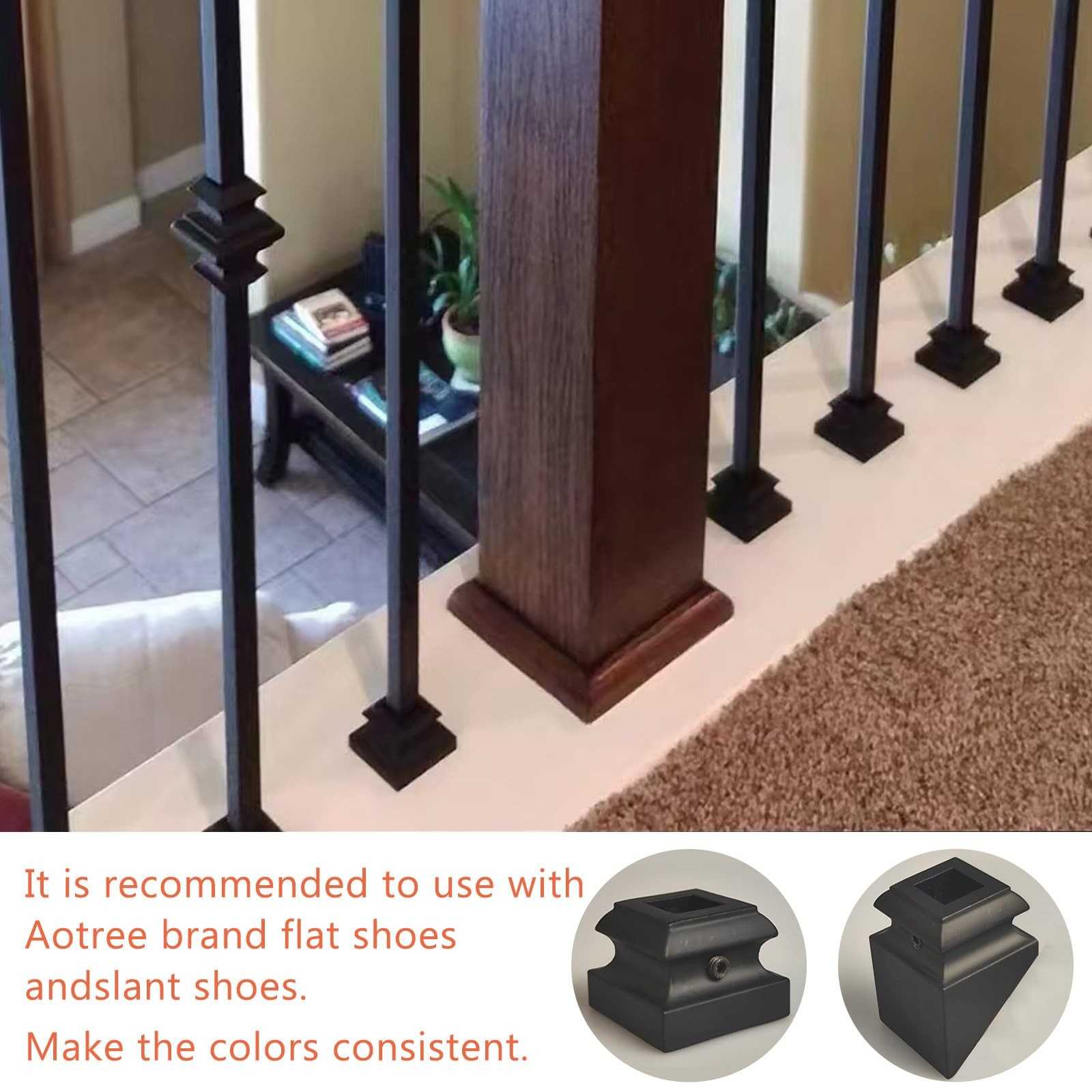 10 Pcs Wrought Iron Balusters 1/2″ x 44″ Hollow Single Knuckle Matte Black