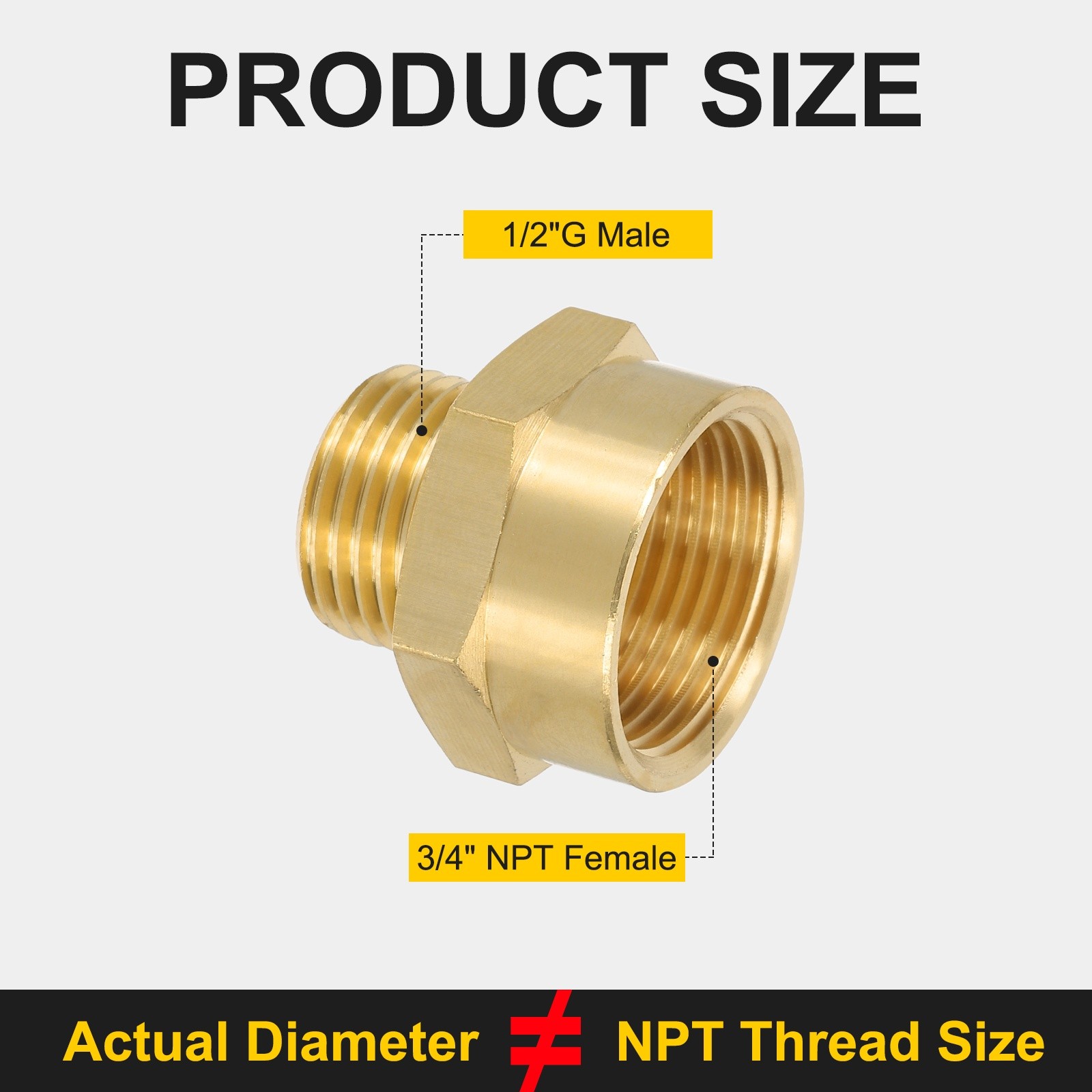 1/2″ g Male x 3/4″ NPT Female Brass Pipe Fitting with Tape for Air Fuel- 1Pcs