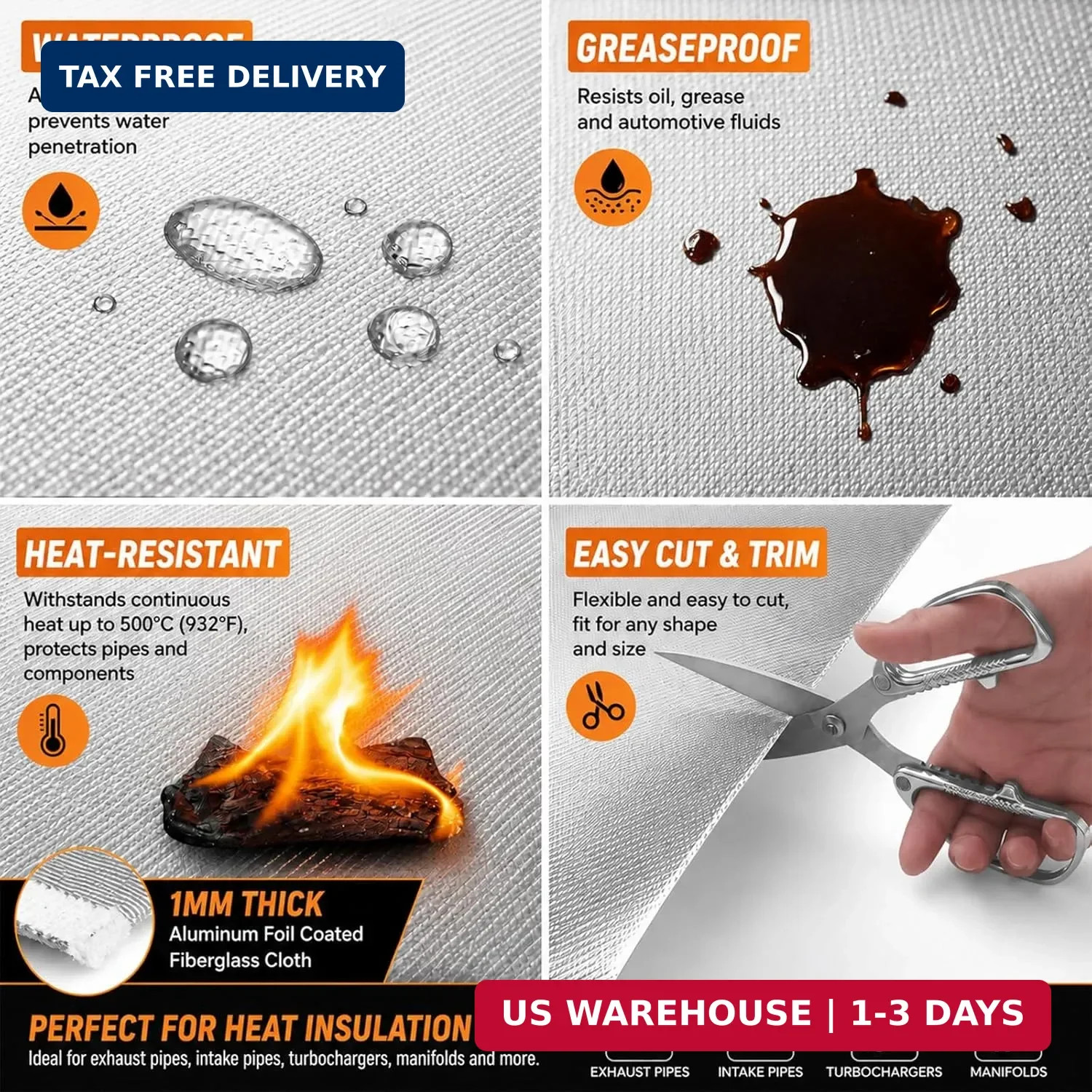 Aluminized Heat Shield Adhesive Backed Heat Barrier Insulation Wrap Reflective E