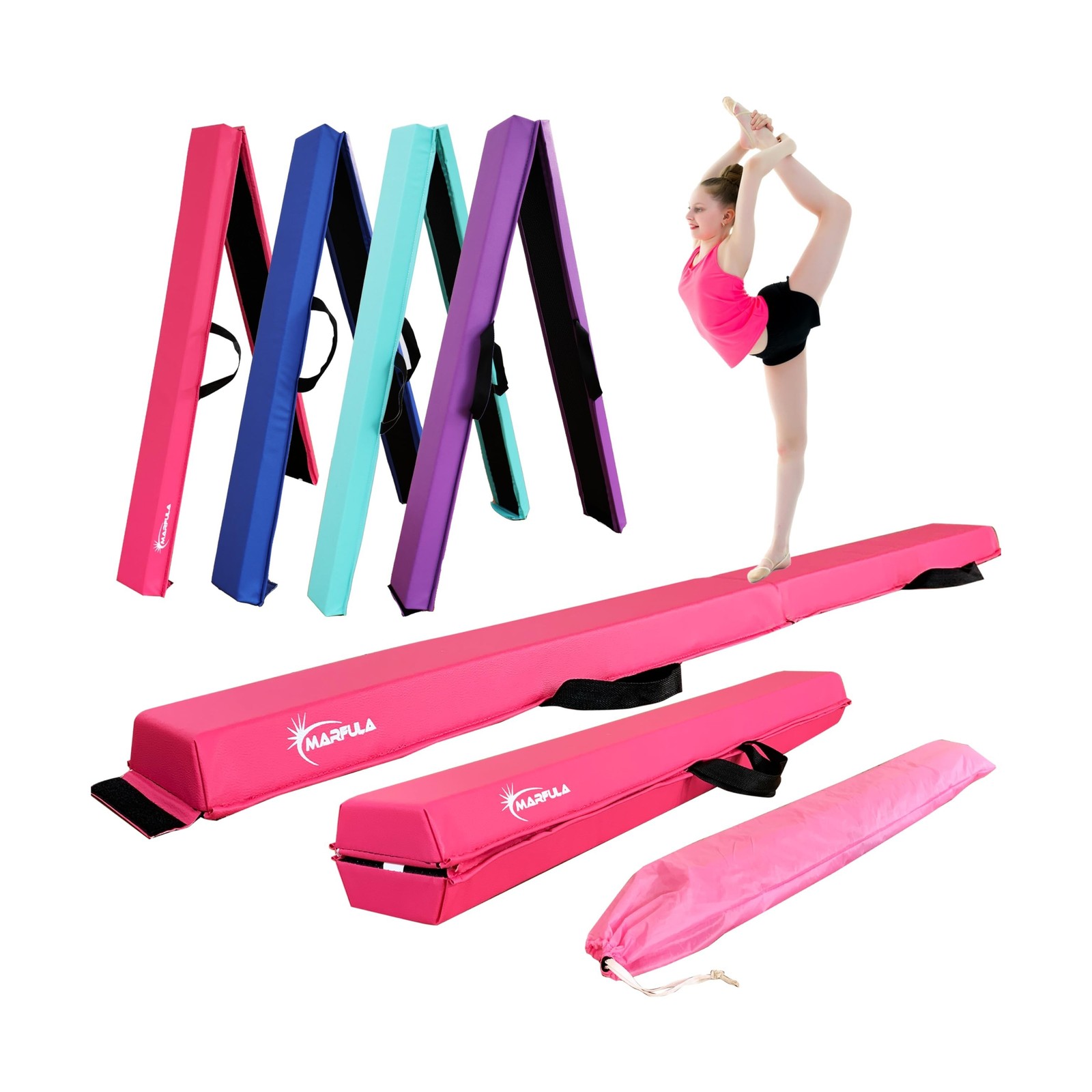 MARFULA 6 FT / 8 FT / 9 FT / 10 FT Folding Gymnastic Balance Beam for Kids wi…