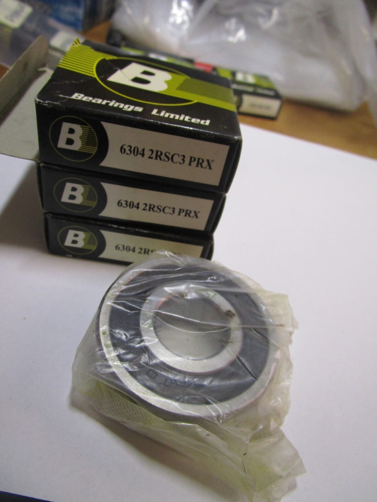 6304 2RS 20mm Bore x 52mm OD x 15mm W Single Row Two Seal Enclosed Bearing QTY 3
