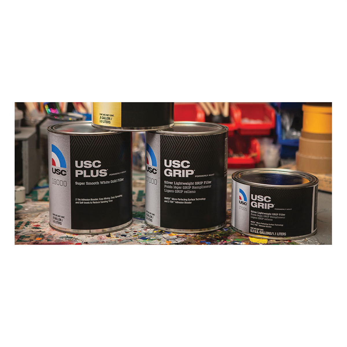 USC.17000 US Chemical GRIP 17000 Lightweight Body Filler, 1 gal, Gray, Paste/Ge