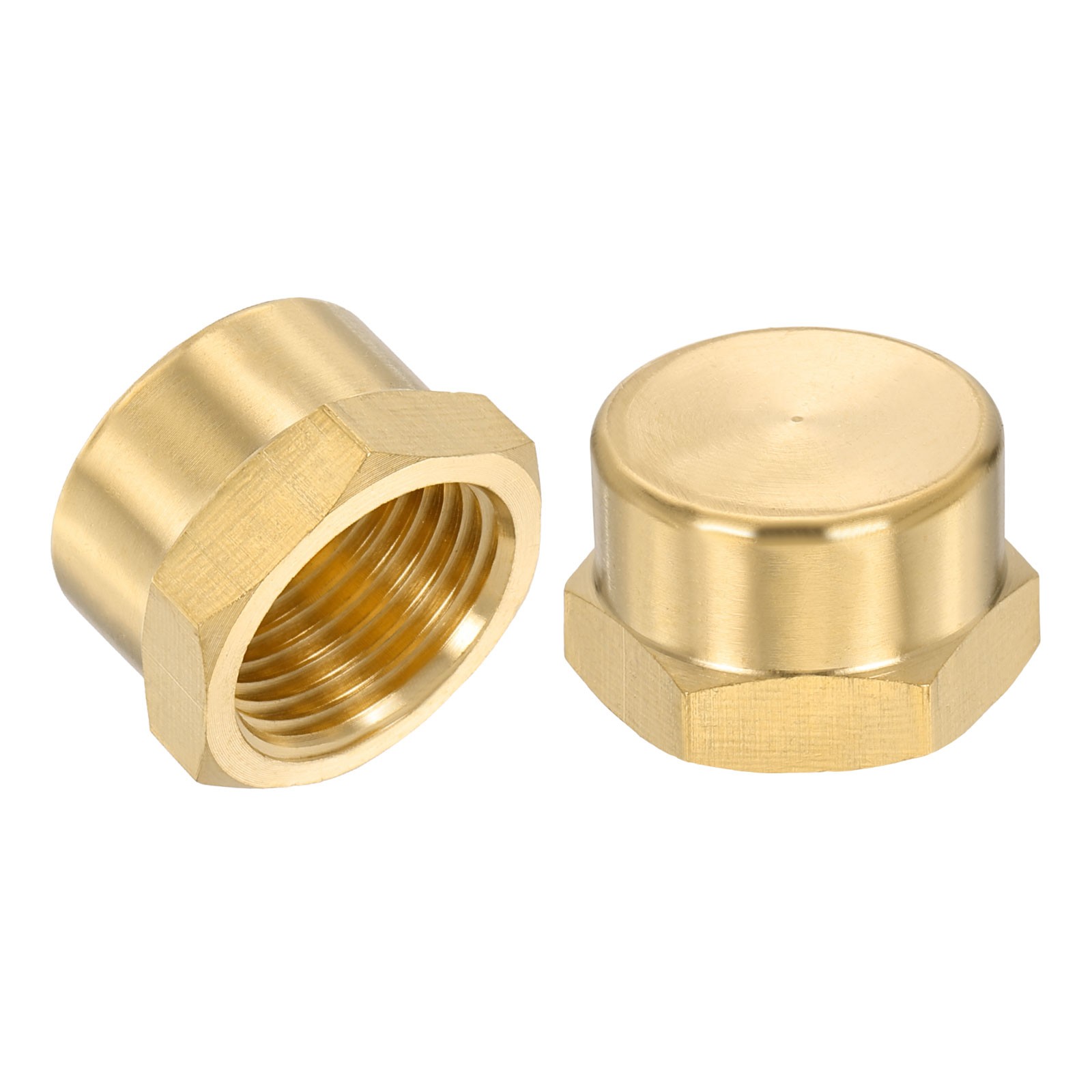 2Pcs 3/8″ NPT Female Brass Pipe Fitting Cap Hex Head Tubing Thread Ends Cap