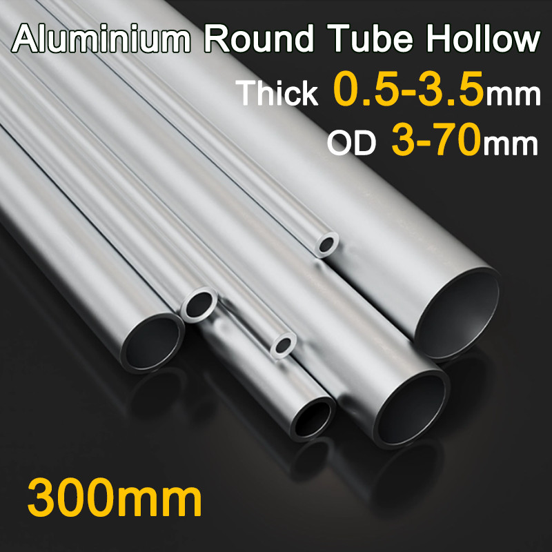 6063 Aluminium Round Tube Hollow 300mm Length,Wall Thick 0.5mm-3.5mm,OD 3mm-70mm