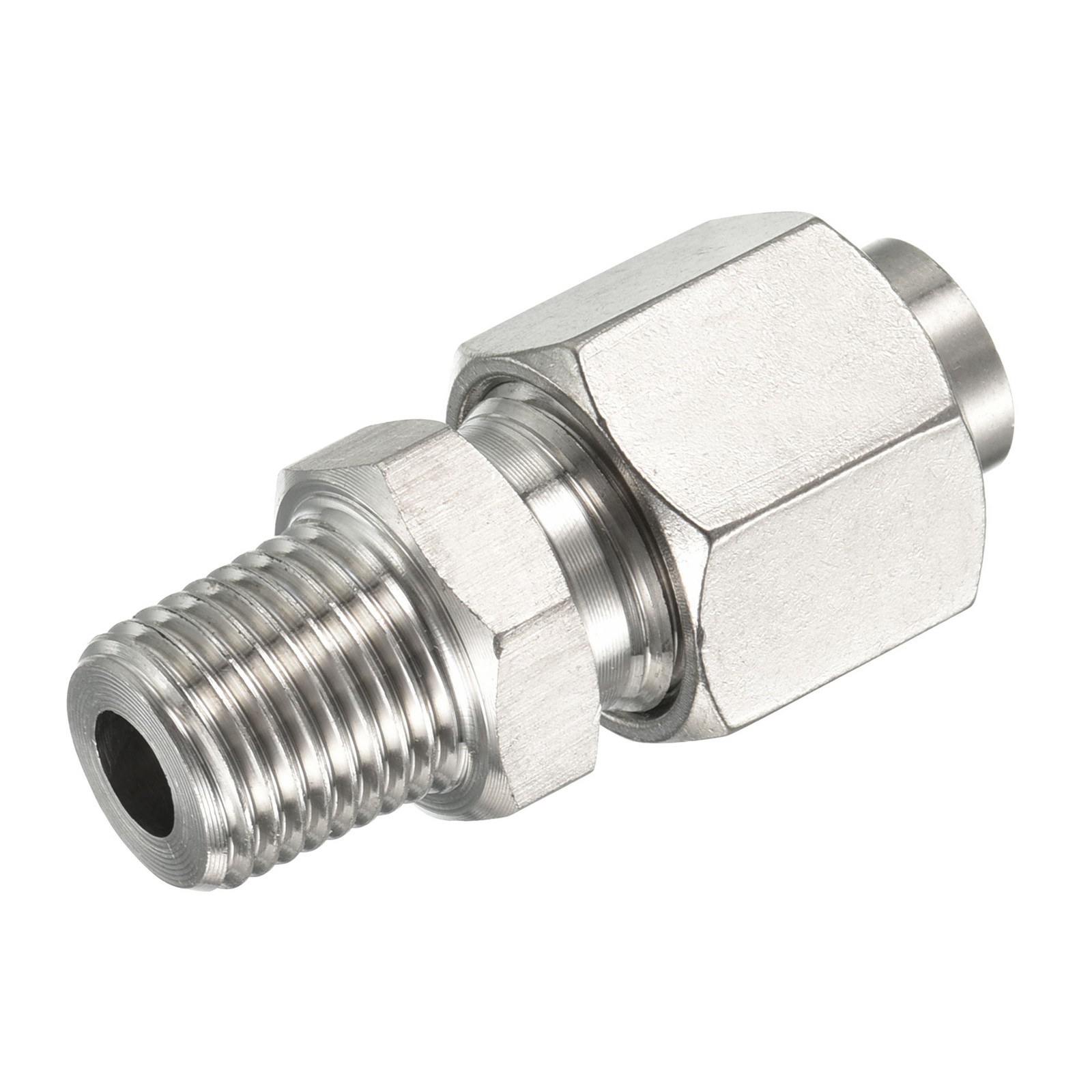 Compression Tube Fitting 304 Stainless Steel 1/4PT Male Thread for 10mm Silver