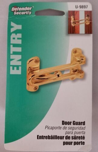 Defender Security U 9897 Swing Bar Lock Entry Door Guard Brass Finish