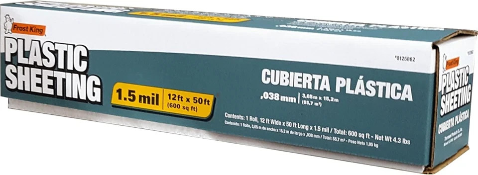 Plastic Sheeting Roll 1.5 mil Medium Heavy Duty Clear 12 ft x 50 ft US