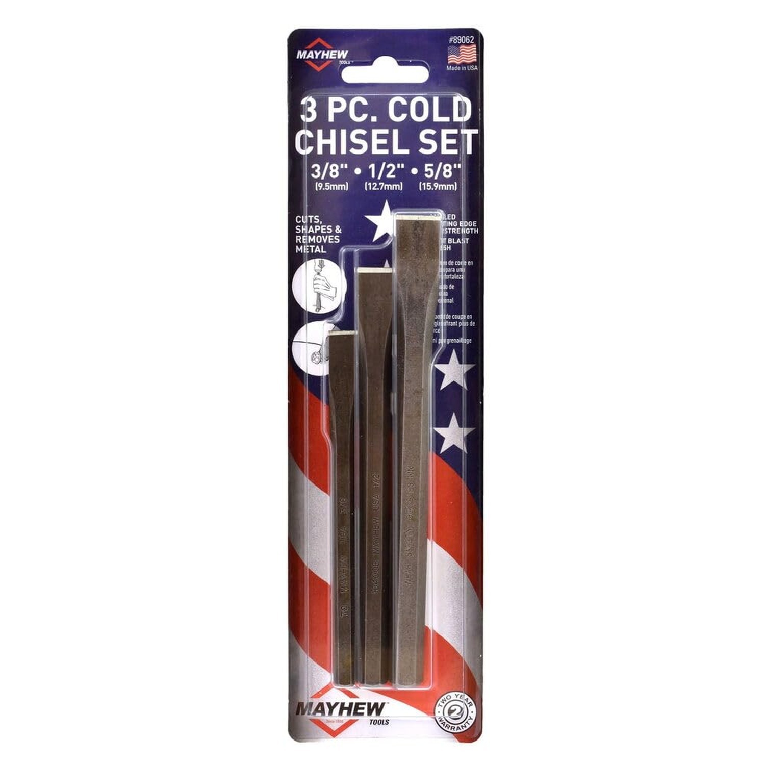 Mayhew Select 89062 Carded Cold Chisel Set, 3-Piece Multiple Sizes – 3 Pieces