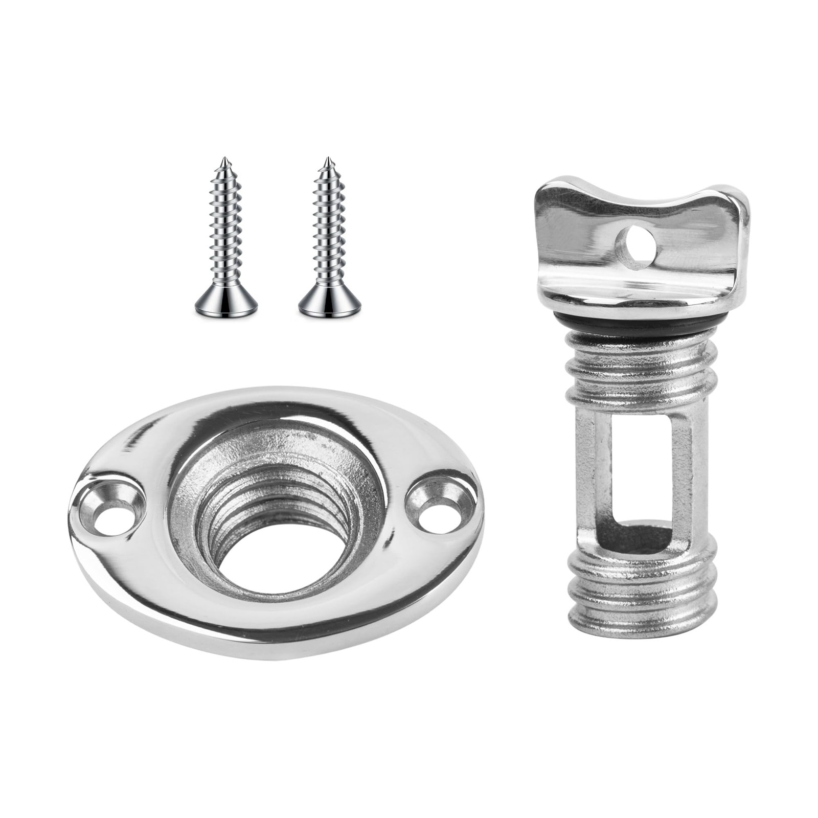 Marine Drain Plug Kit, Stainless Steel Boat Plug, Oval Garboard Silver