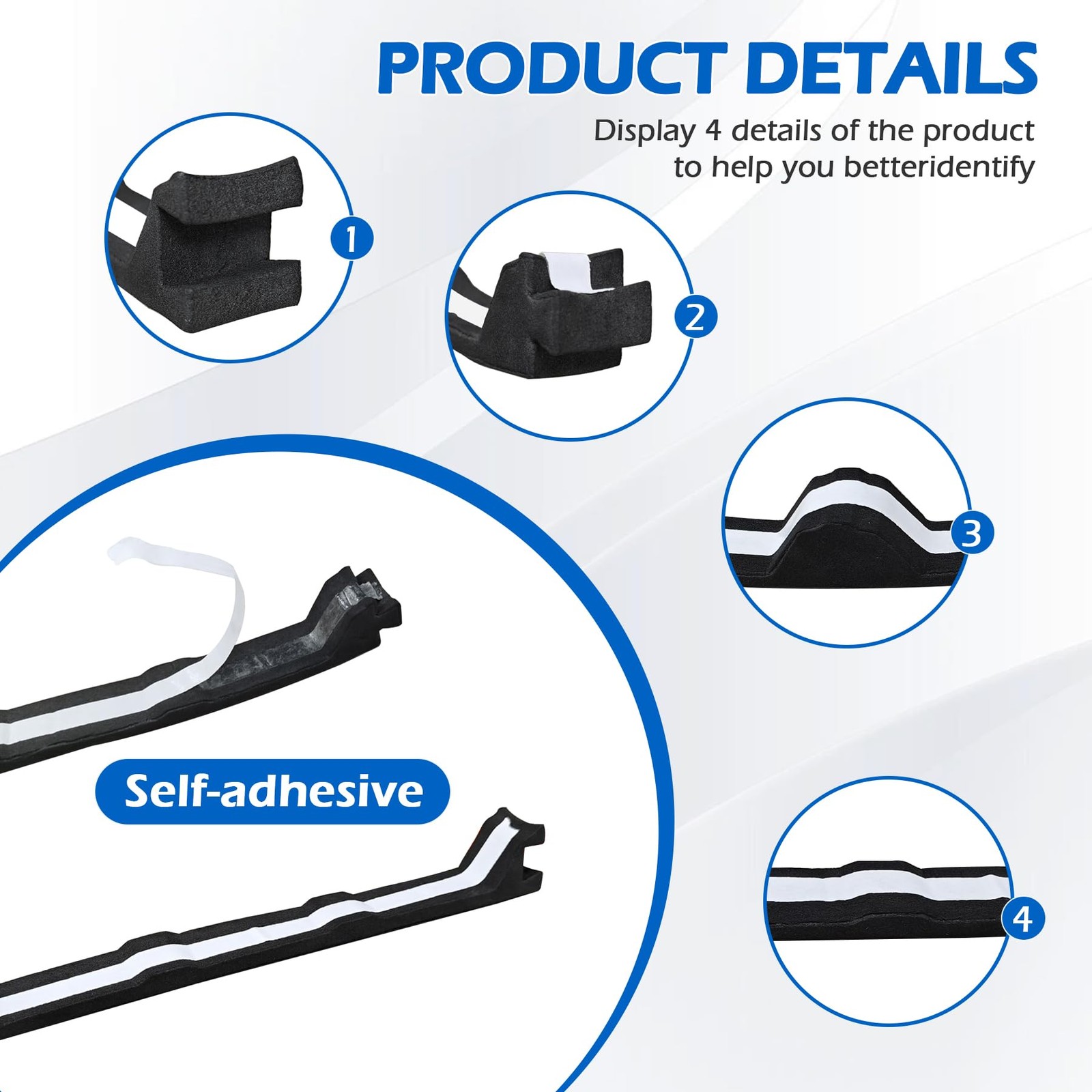9 in Classic Rib Profile Foam Closure Strips with Self-Adhesive Inner, Inside